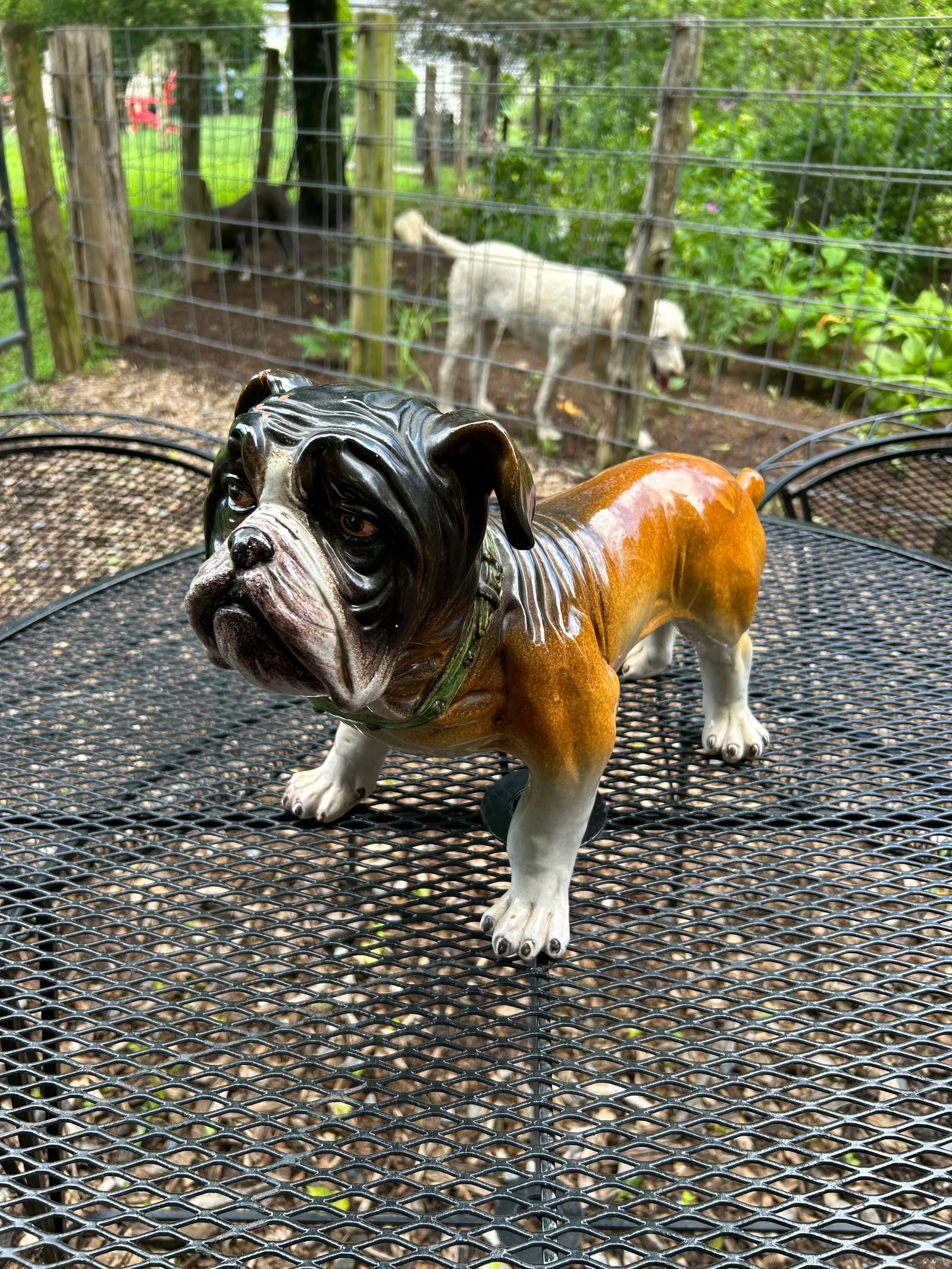 Large Ceramic Painted Bulldog Sculpture - 2