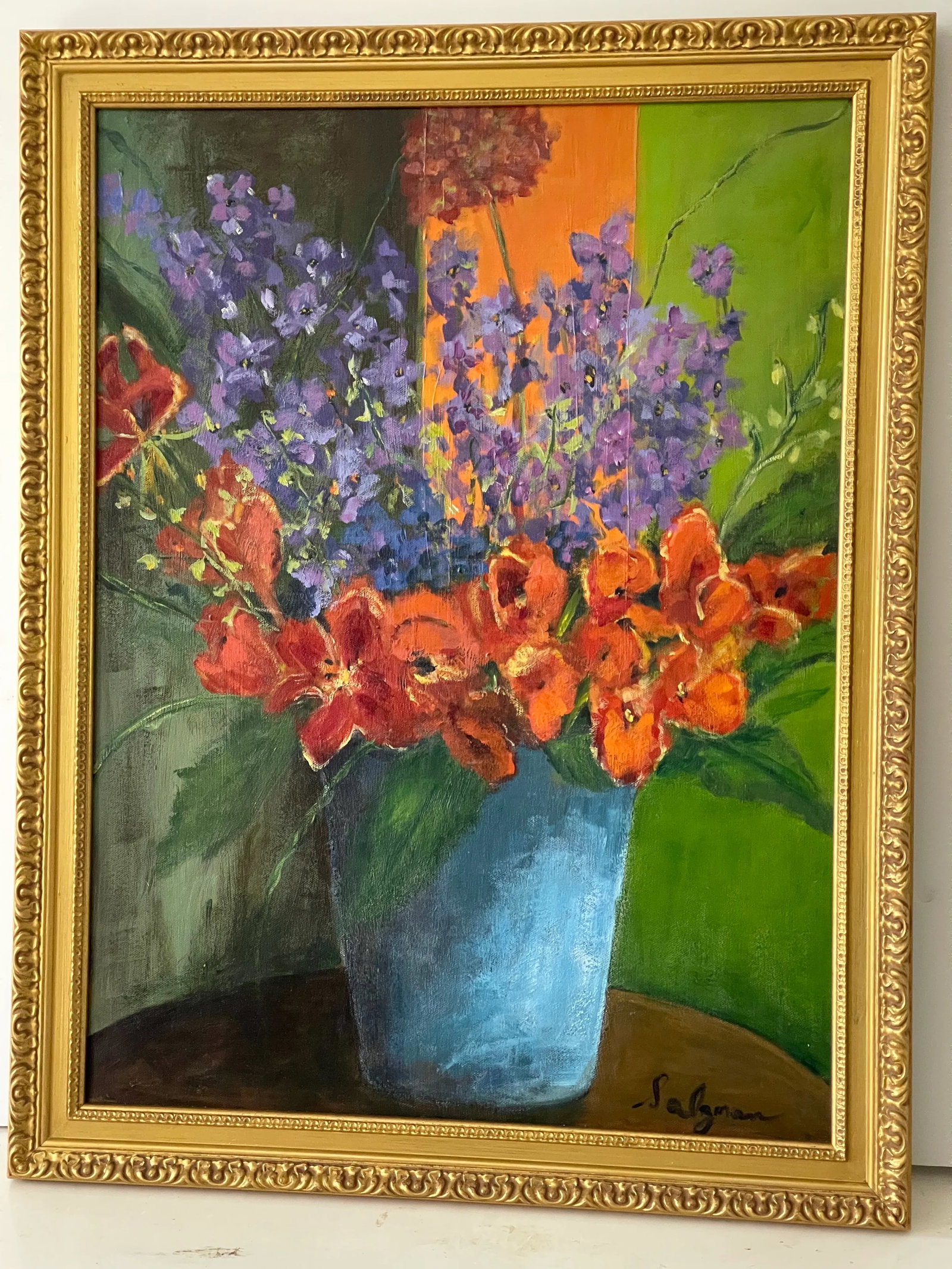 Great Floral Oil on Canvas Signed Painting - 2