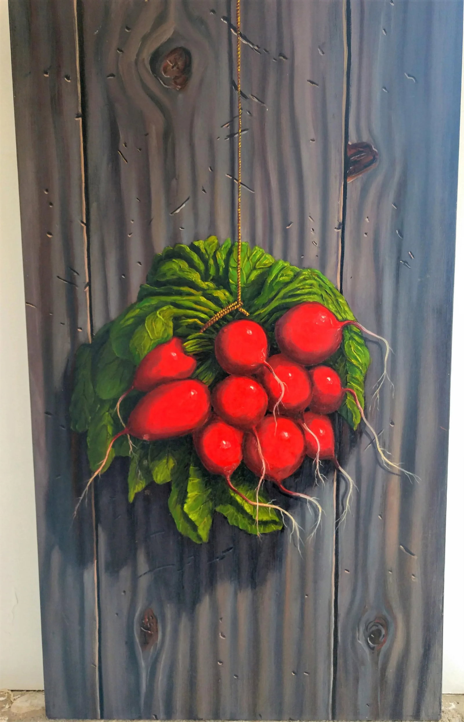 Radish Trompe l'Oeil Gallery Wrapped Still Life Painting by Thomas L. Brown - 5