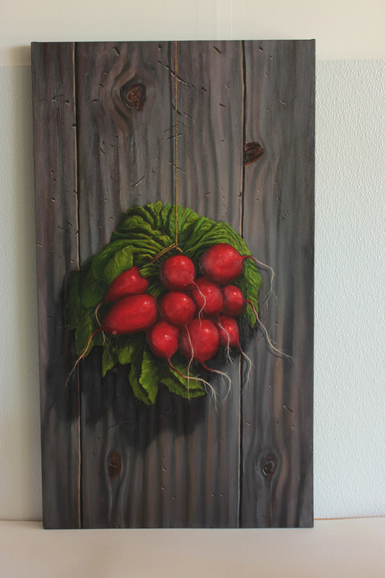 Radish Trompe l'Oeil Gallery Wrapped Still Life Painting by Thomas L. Brown - 6