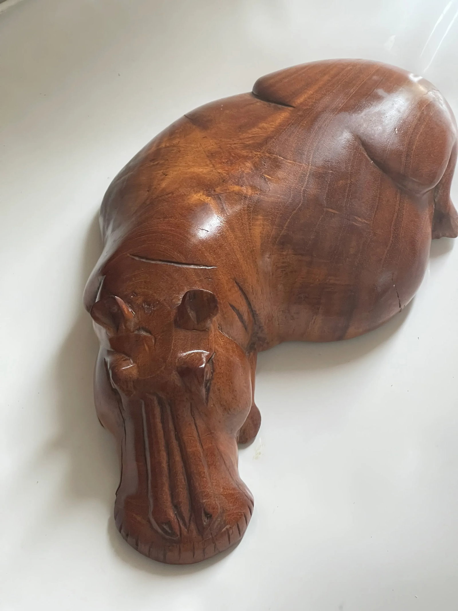 1960s Tropical Wood Handcarved Resting Hilo Sculpture - 2