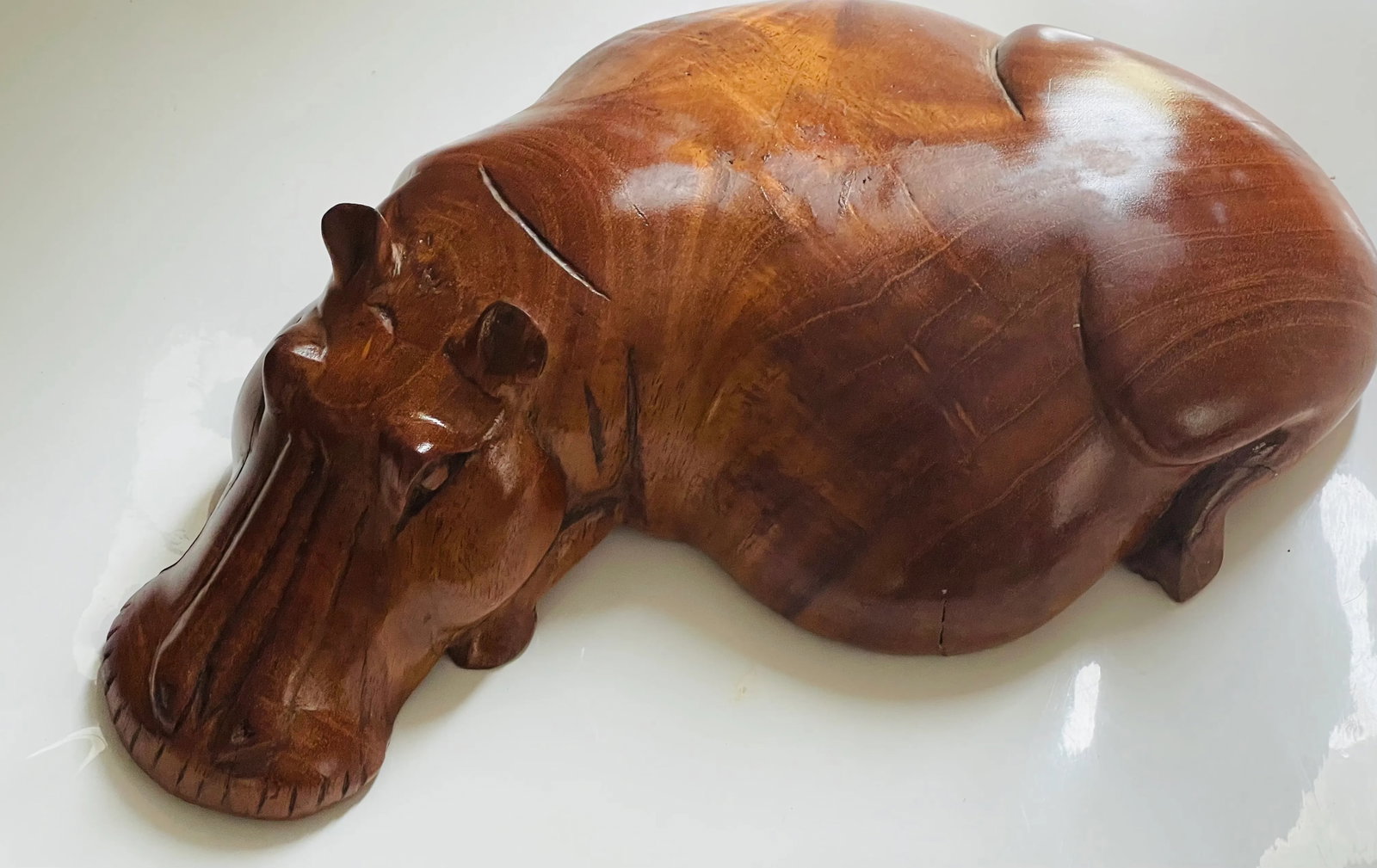 1960s Tropical Wood Handcarved Resting Hilo Sculpture - 4