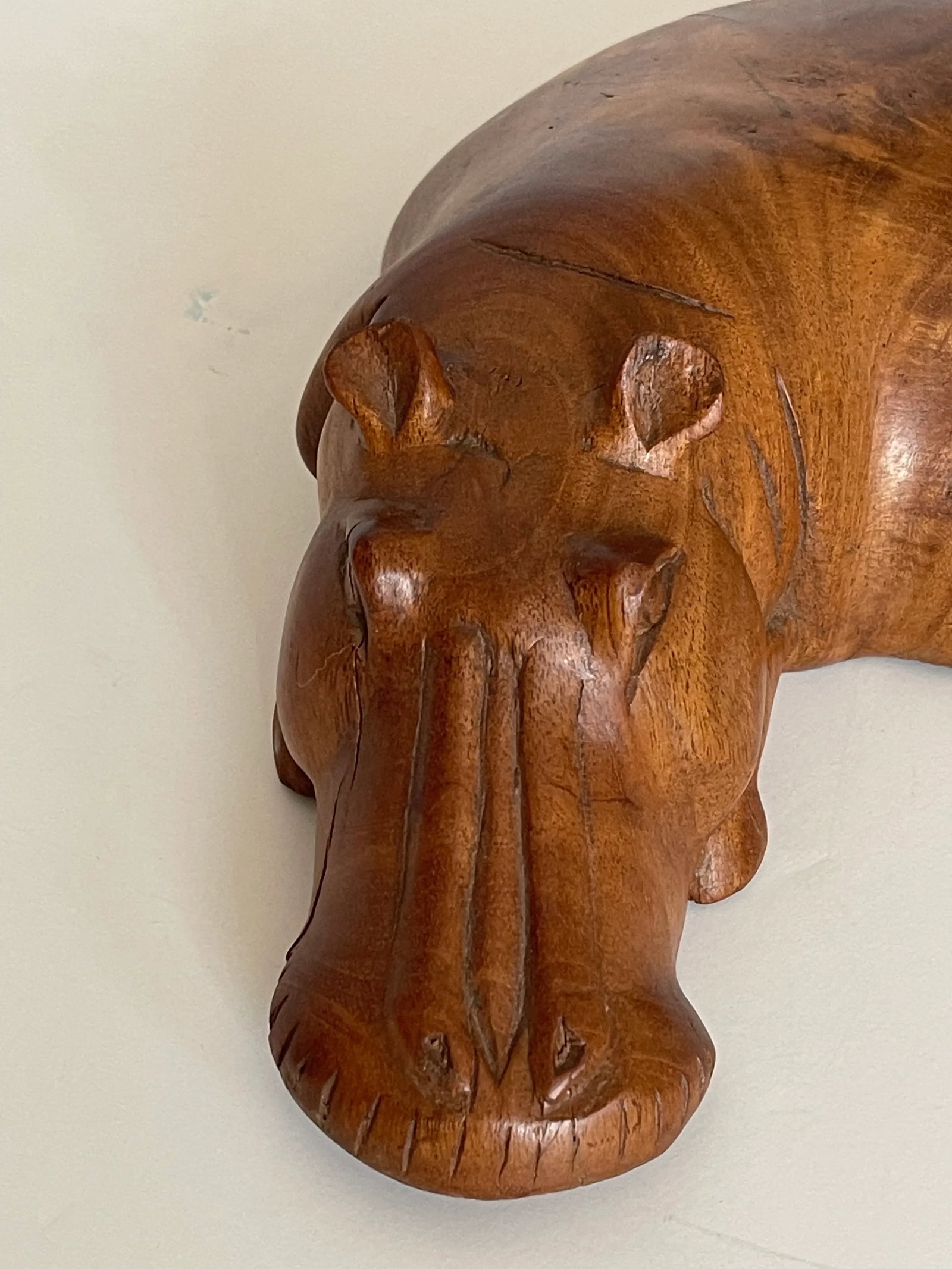 1960s Tropical Wood Handcarved Resting Hilo Sculpture - 6