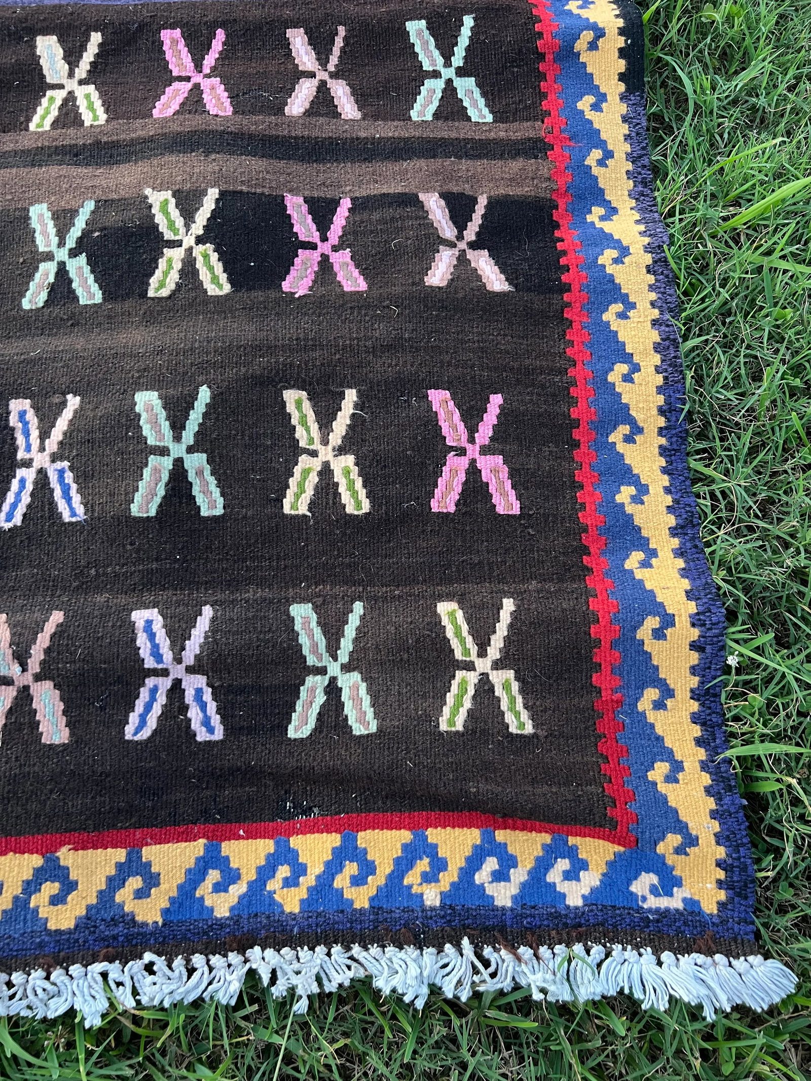 Vintage Turkish Black Flatweave Kilim Runner - 3
