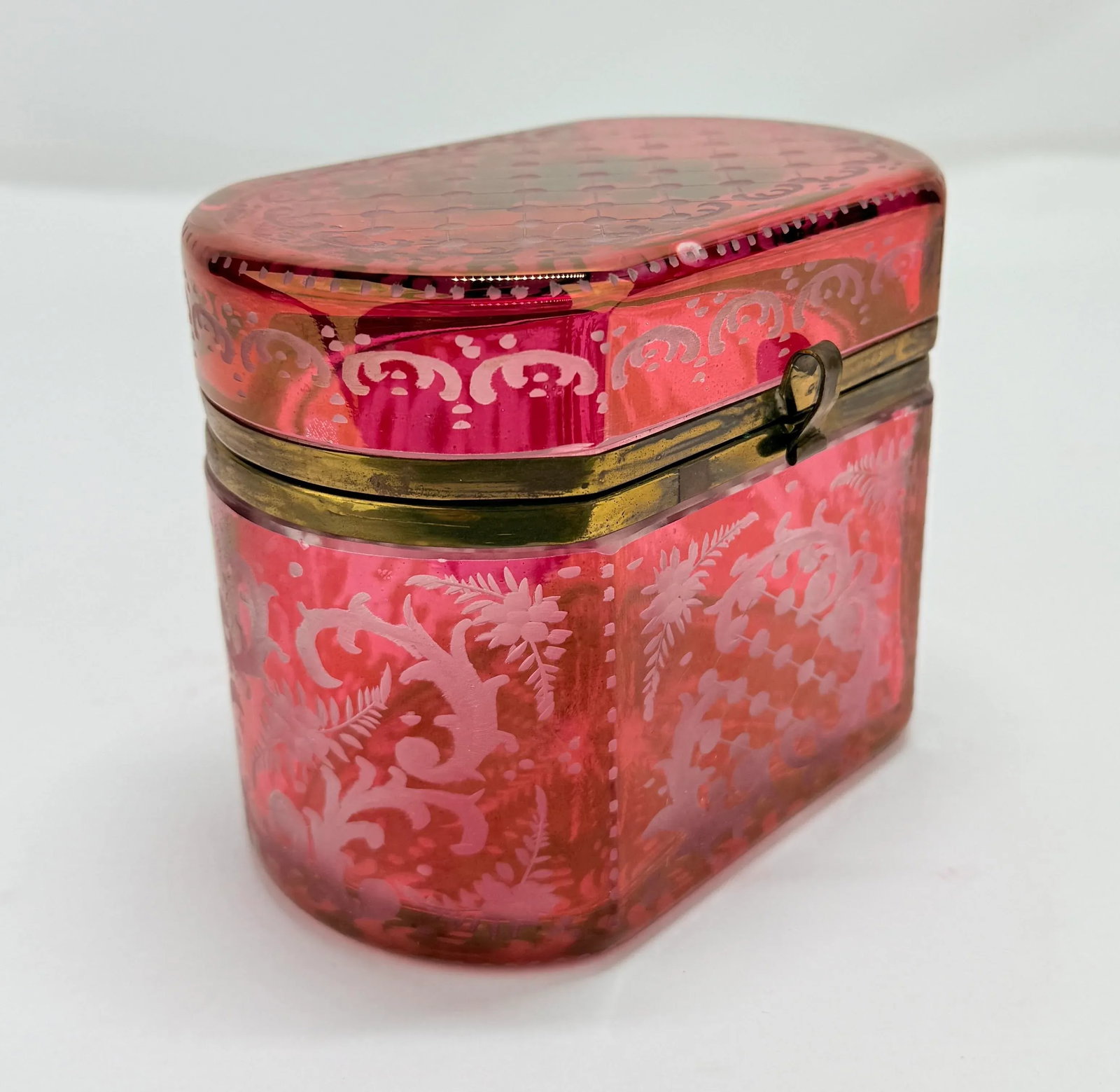 Late 19th Century, Bohemian Cranberry Overlay & Gilt Bronze Hinged Casket Box - 3