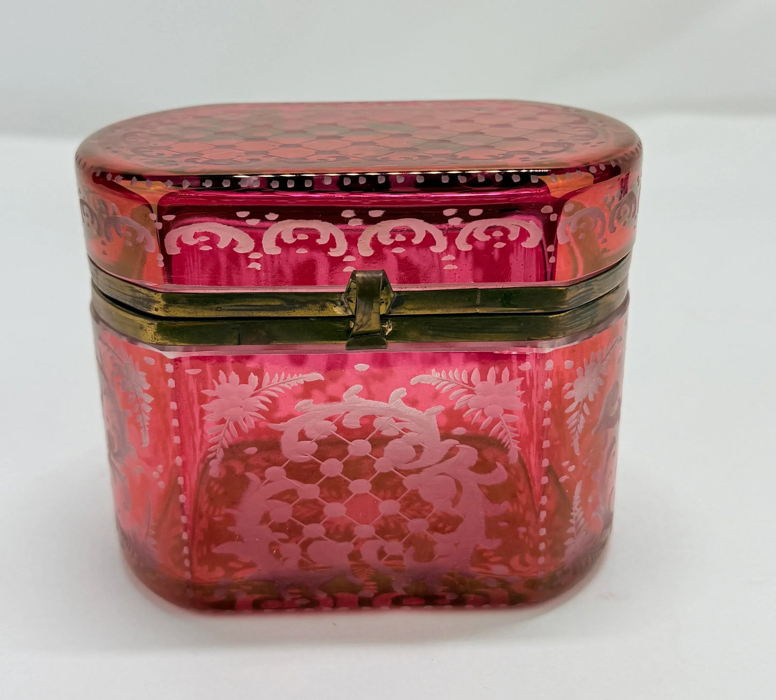 Late 19th Century, Bohemian Cranberry Overlay & Gilt Bronze Hinged Casket Box - 4