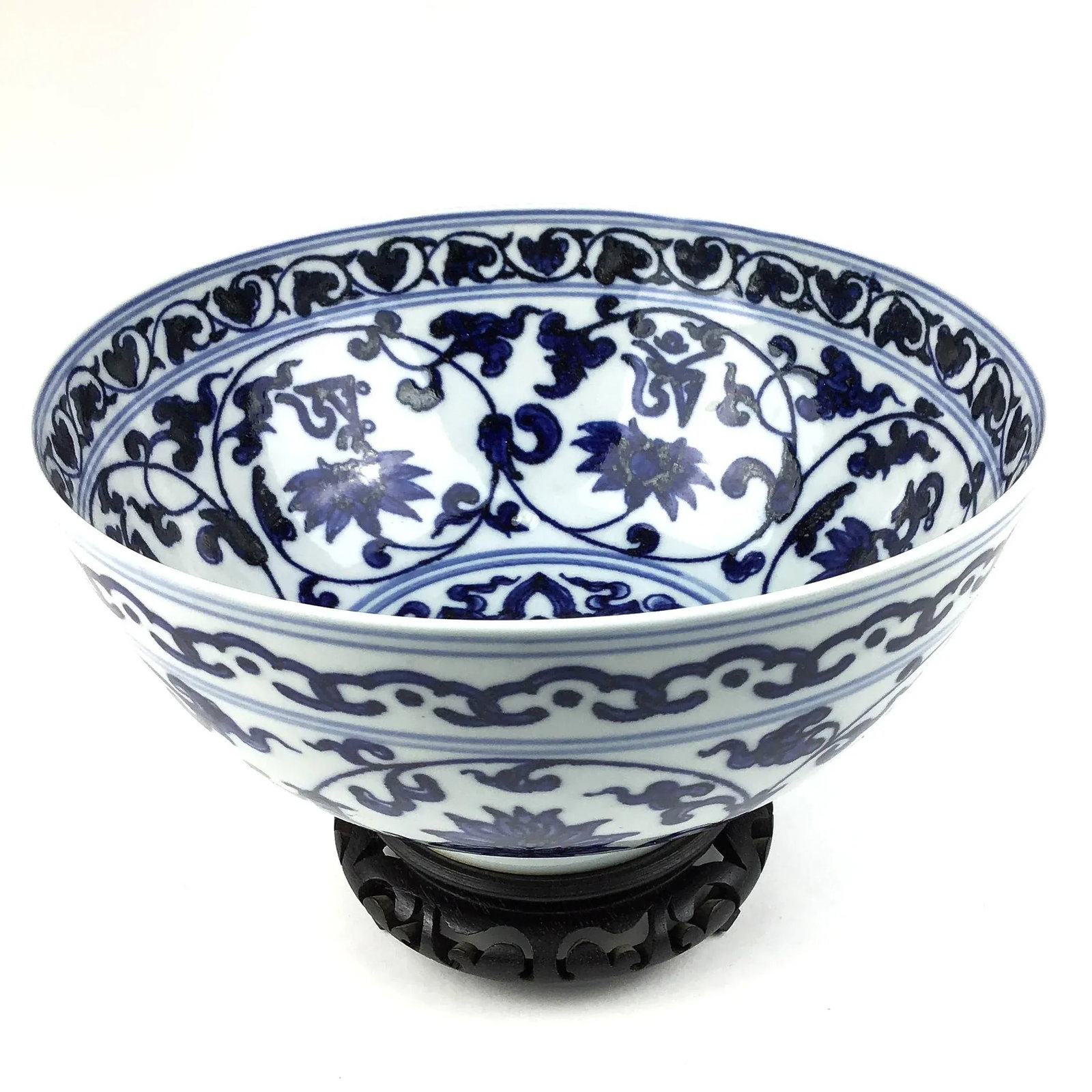 Antique Chinese Blue & White Fruit Bowl - 10