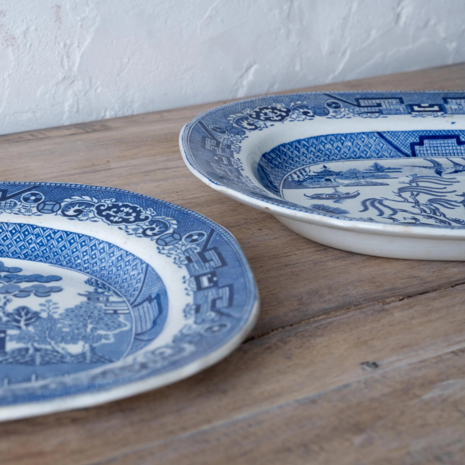 A Pair of English Blue Willow Platters - 2