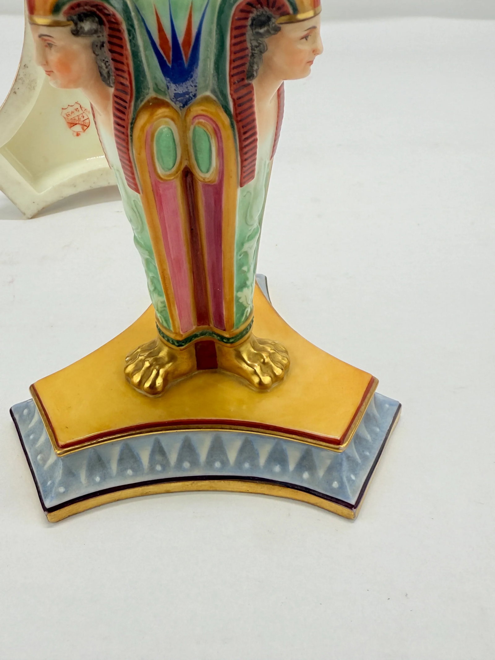 Kerr & Binns Worcester Porcelain Egyptian Revival Candlesticks, Circa 1852-1862 - 8