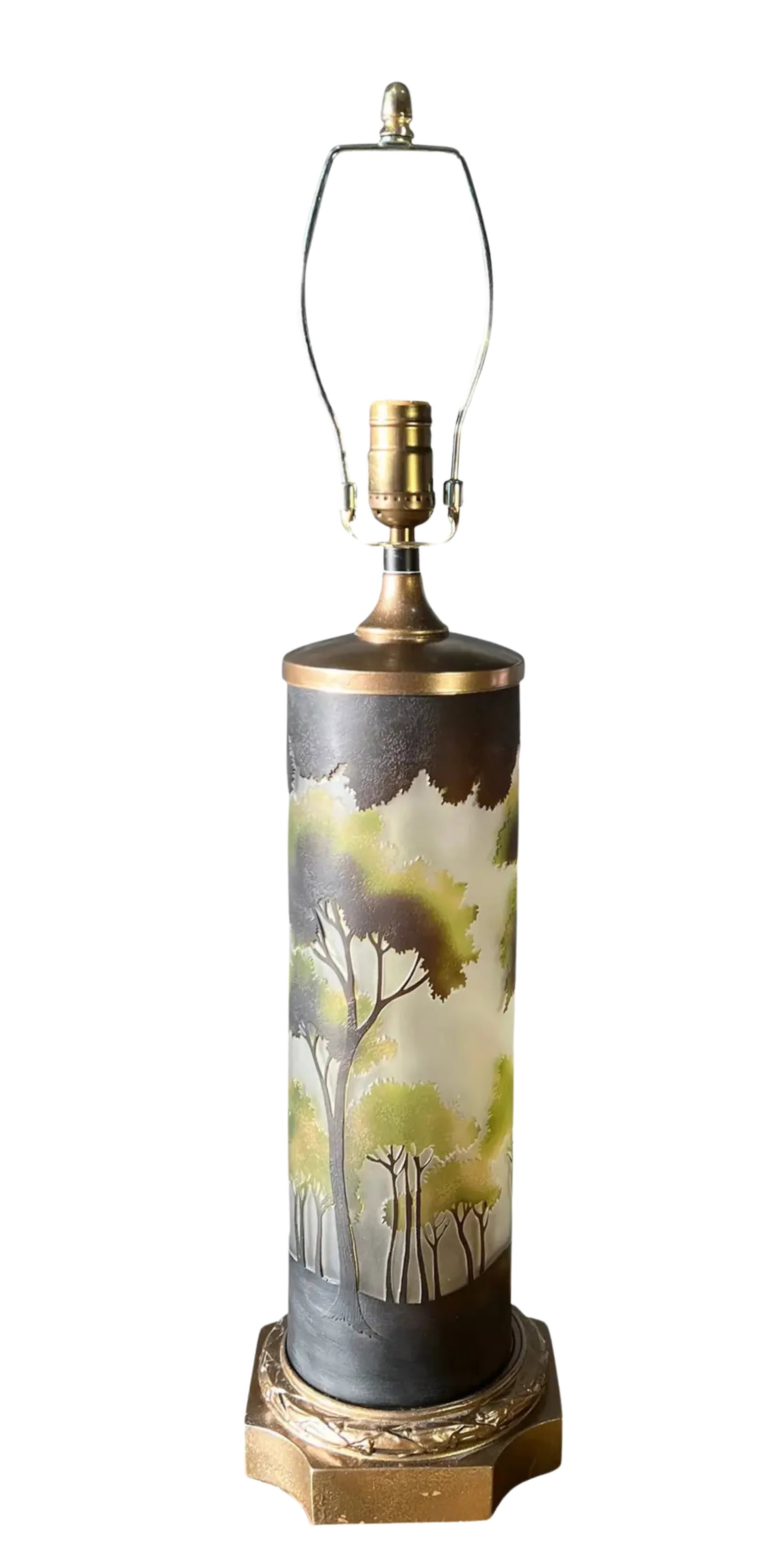 Forest Cameo Scene La Rochere Glass Table Lamp - 10