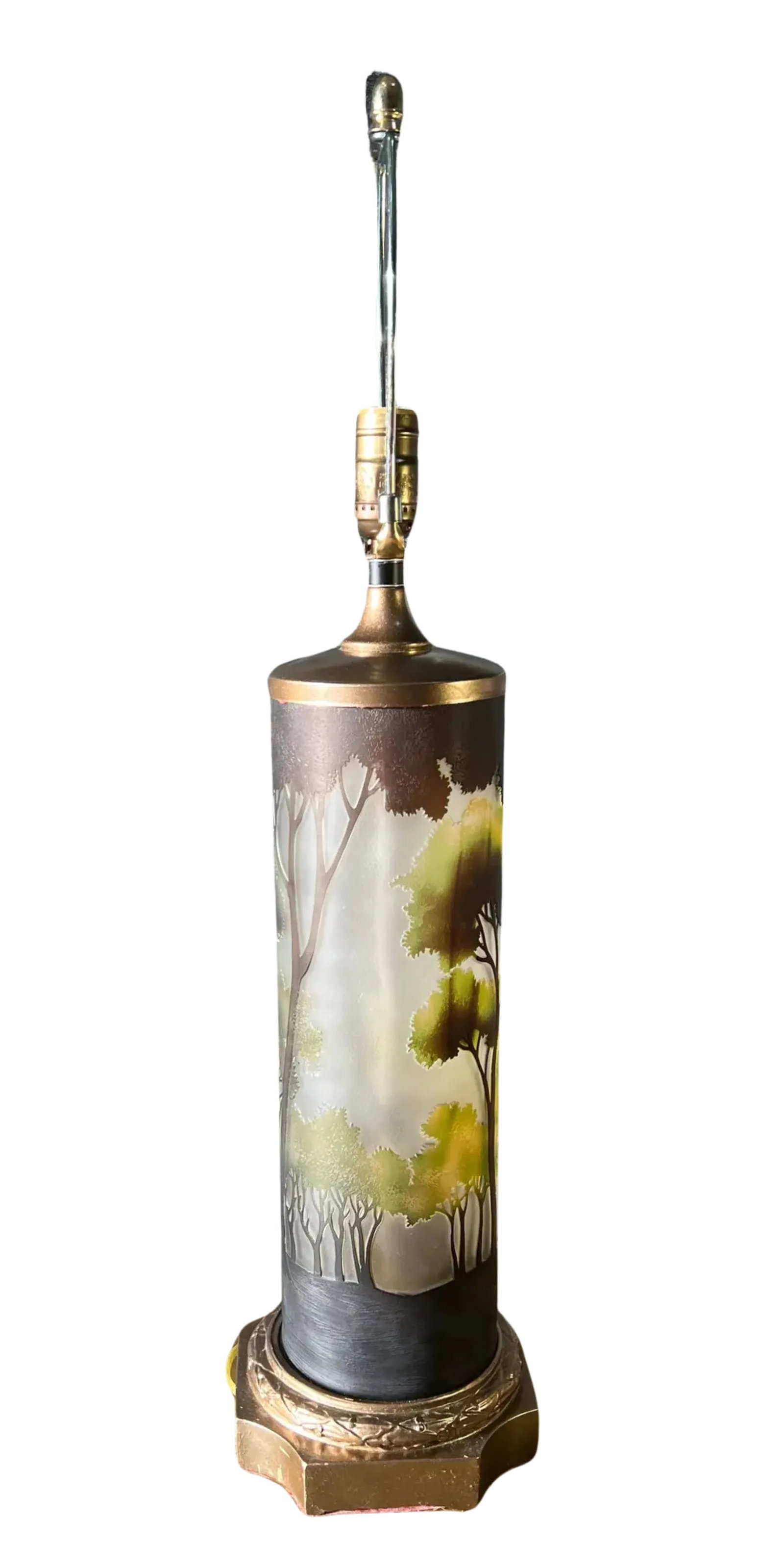 Forest Cameo Scene La Rochere Glass Table Lamp - 12