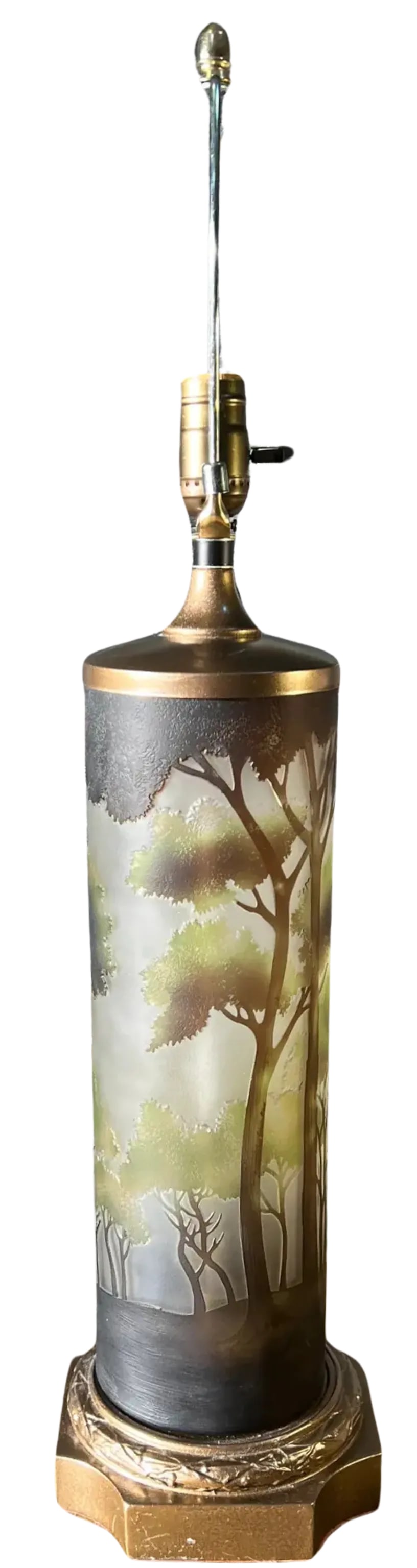 Forest Cameo Scene La Rochere Glass Table Lamp - 2