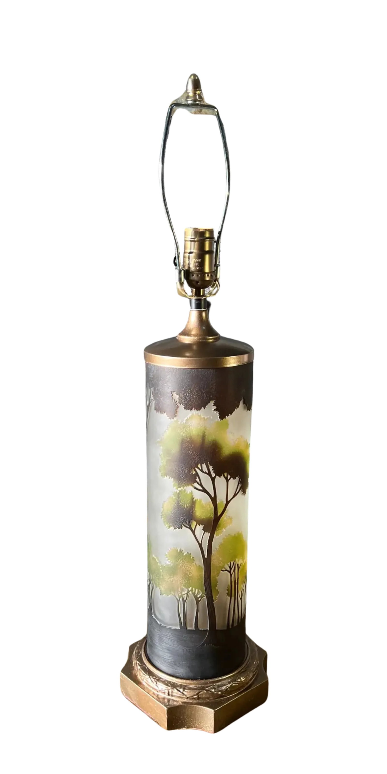 Forest Cameo Scene La Rochere Glass Table Lamp - 6