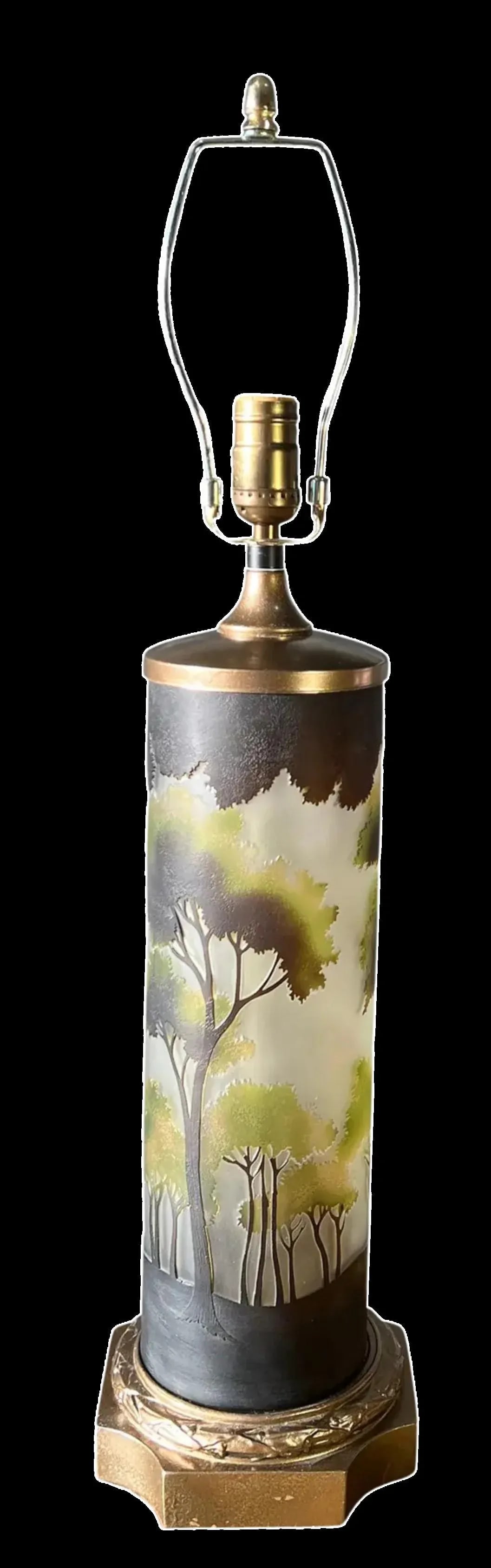 Forest Cameo Scene La Rochere Glass Table Lamp - 9
