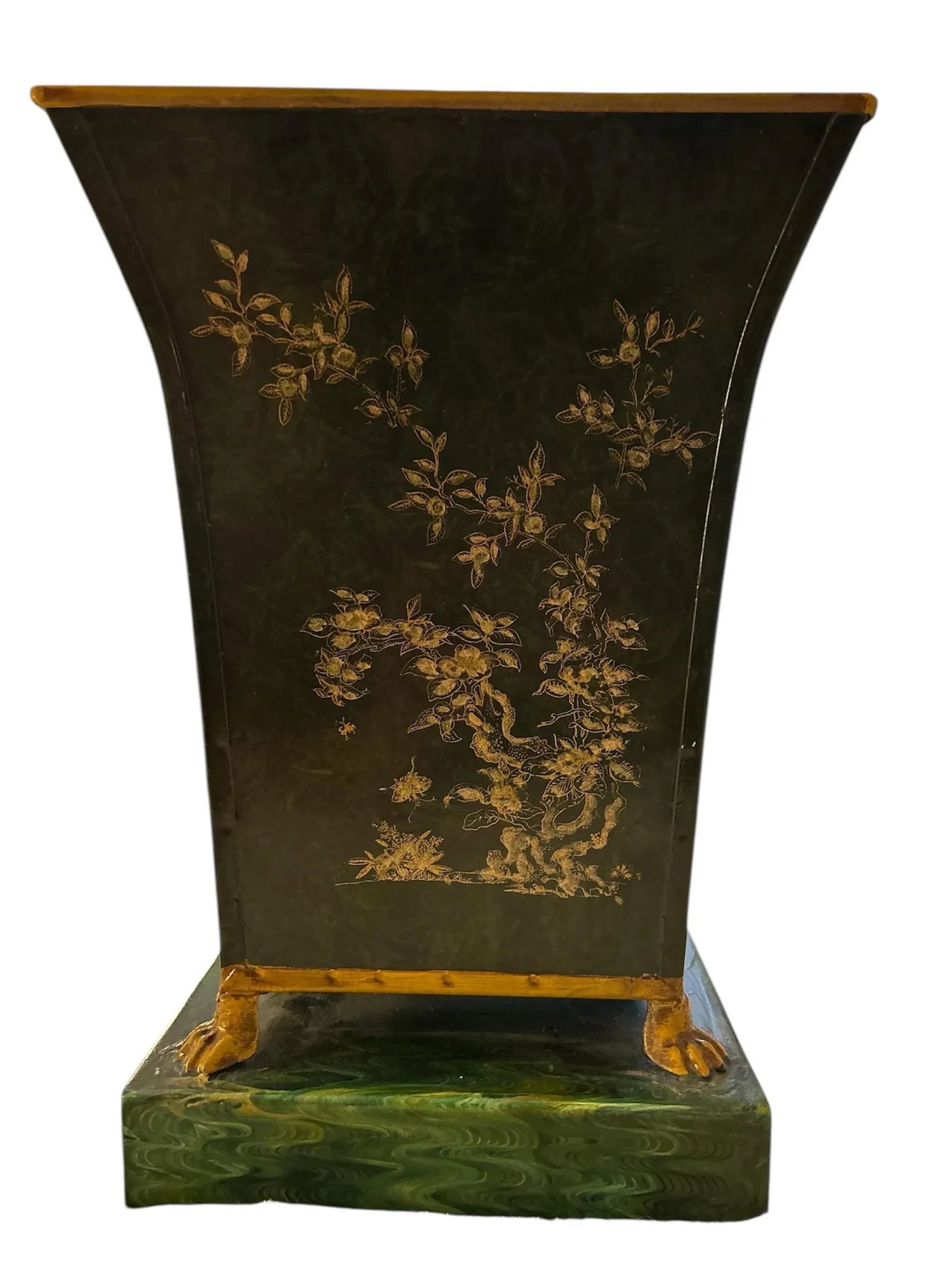 Mid Century Italian Green Hand Painted Cachepot - 4