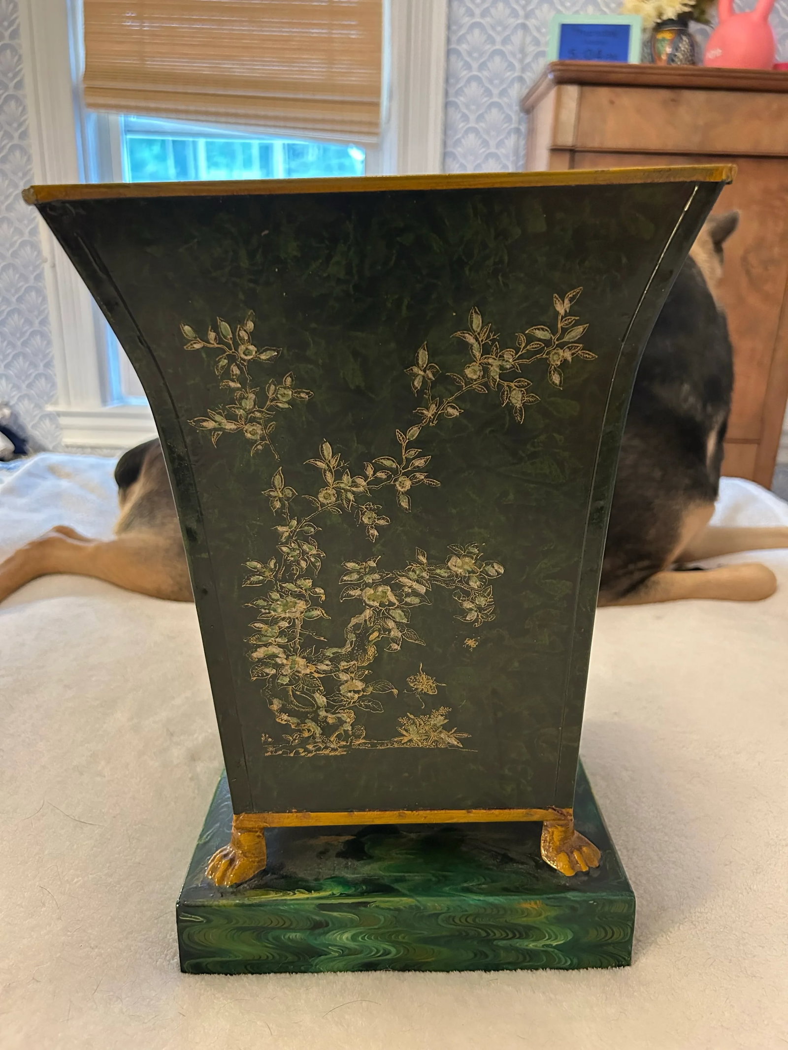 Mid Century Italian Green Hand Painted Cachepot - 5