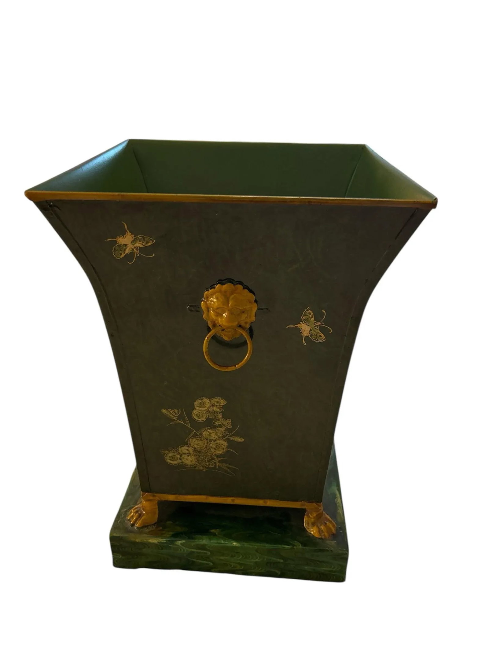 Mid Century Italian Green Hand Painted Cachepot - 6