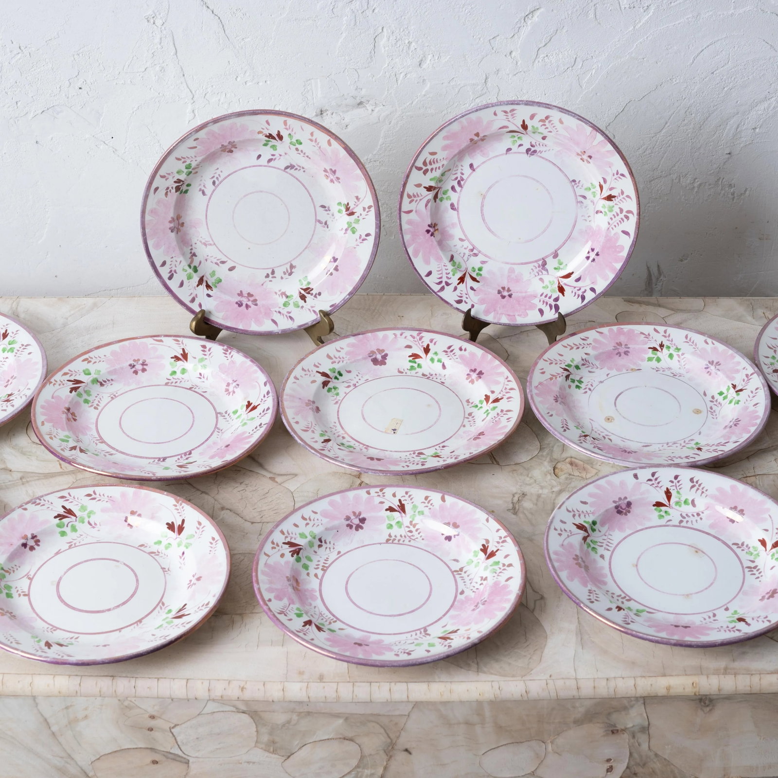 Bailey & Harvey Staffordshire Pink Lustre Saucers - Set of 12 - 3