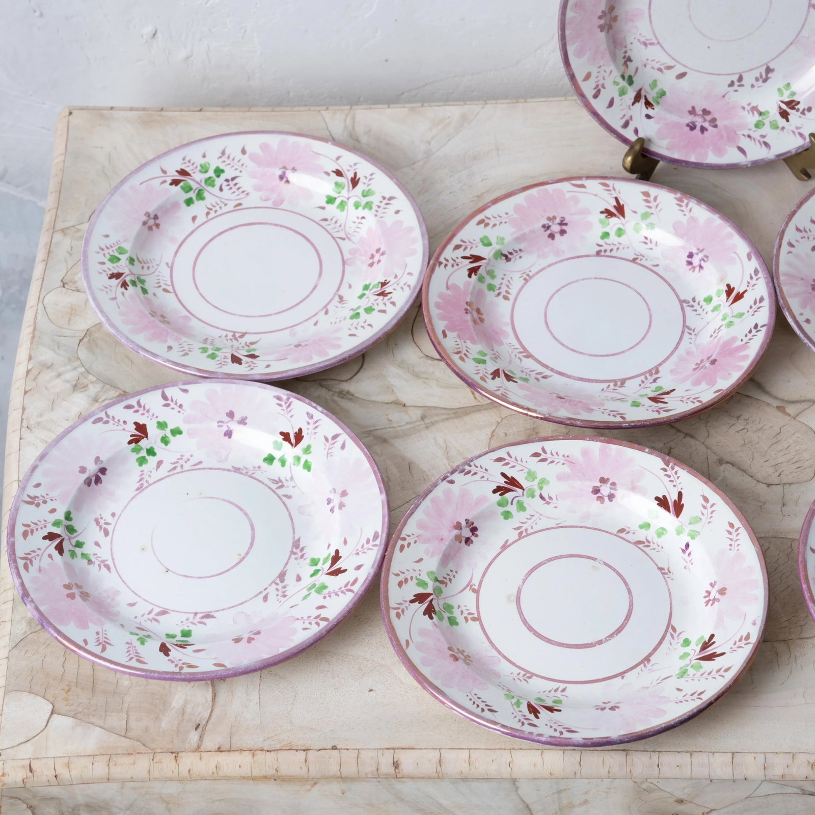 Bailey & Harvey Staffordshire Pink Lustre Saucers - Set of 12 - 5