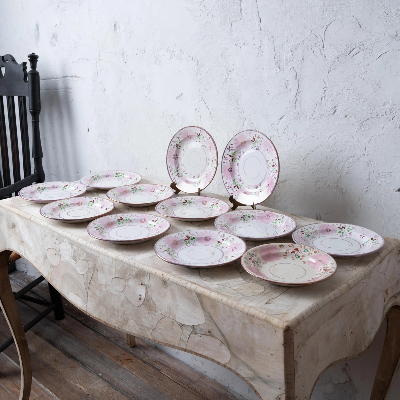 Bailey & Harvey Staffordshire Pink Lustre Saucers - Set of 12 - 6