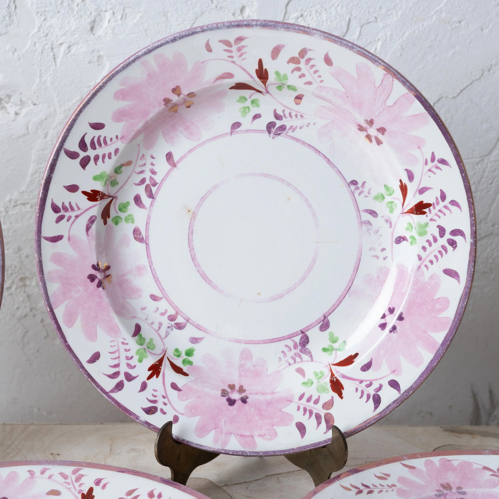 Bailey & Harvey Staffordshire Pink Lustre Saucers - Set of 12 - 7