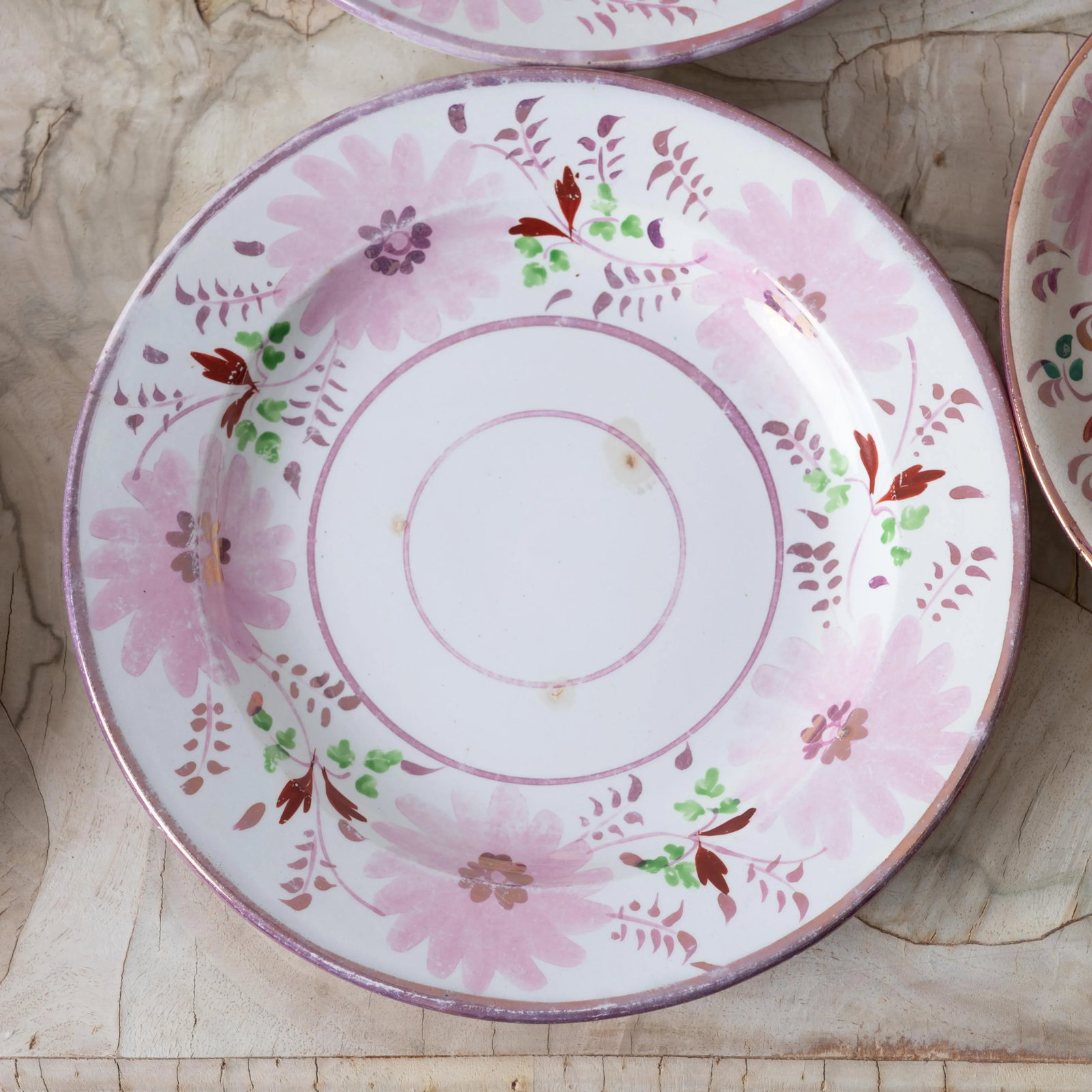 Bailey & Harvey Staffordshire Pink Lustre Saucers - Set of 12 - 8