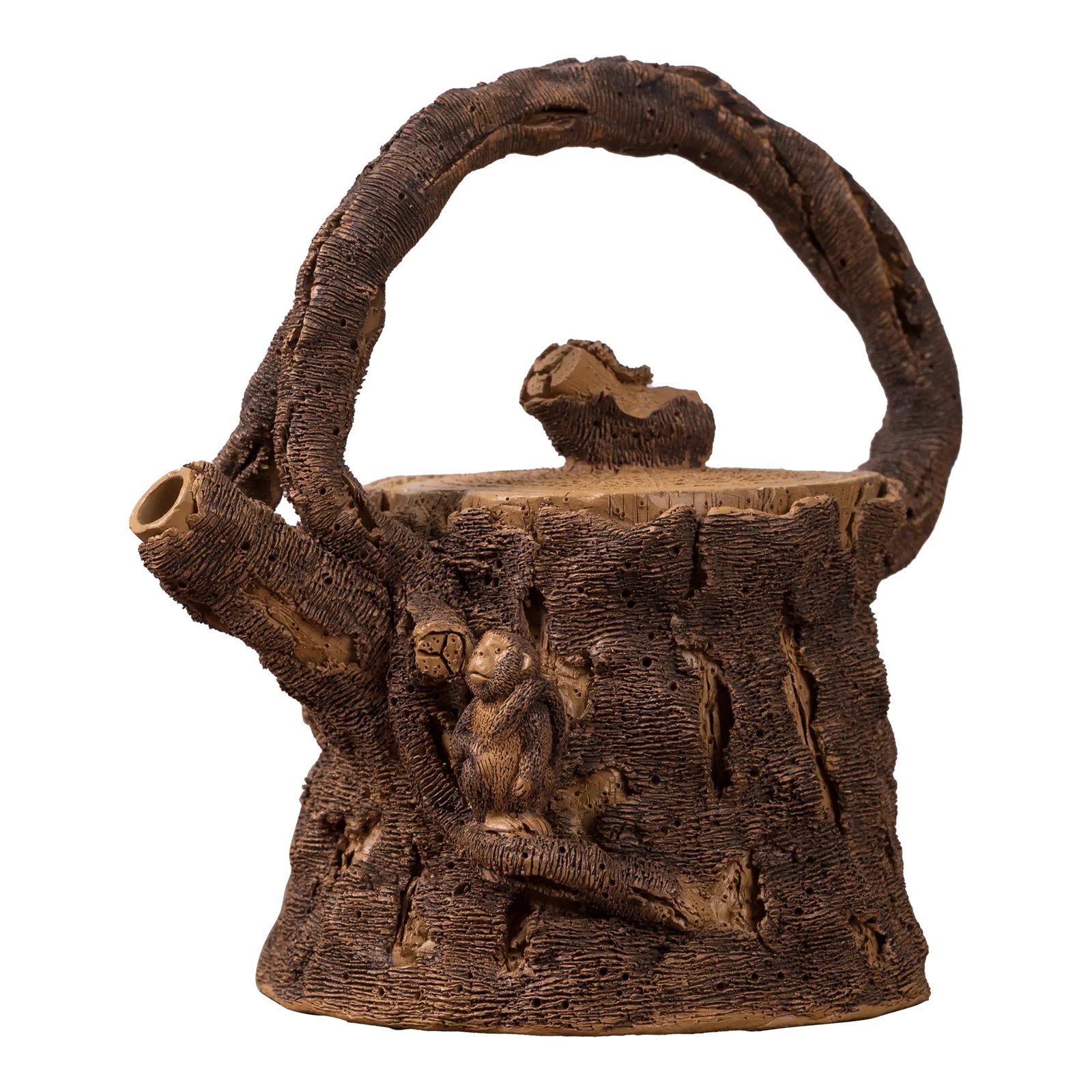 ChenTaiYuan Yixing Zisha 'Tree Stump' Tea Pot: A Yixing Zisha 'tree stump' tea pot by ChenTaiYuan Chen Taiyuan (b.1963, Taiwan). 5 inches wide by 3 3/8 inches deep by 4 3/4 inches tall Condition: Alterations: Original Condition Unaltered