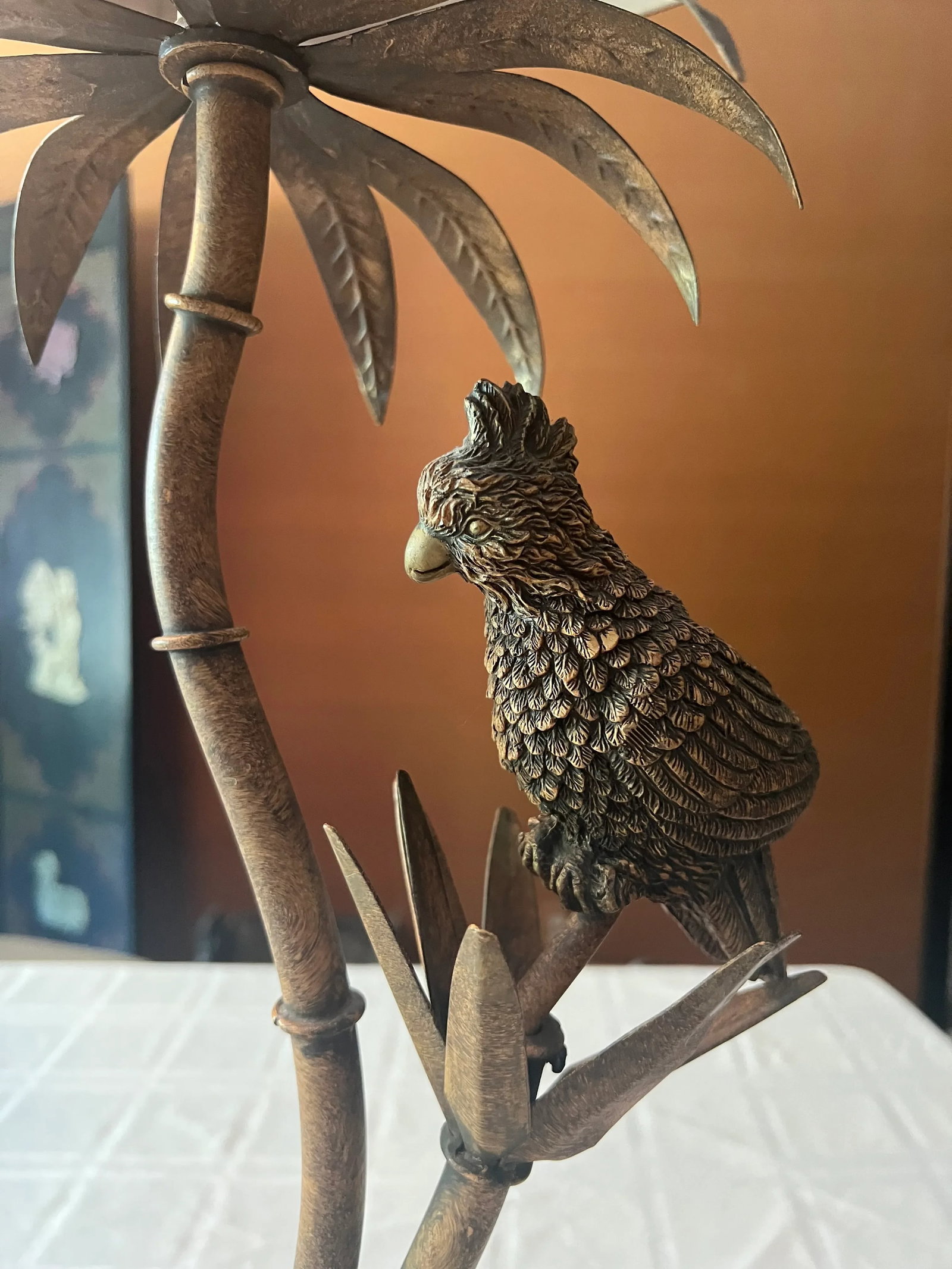 Mid 20th Century Berman Table Lamp With Parrot and Palm Leaves - 5