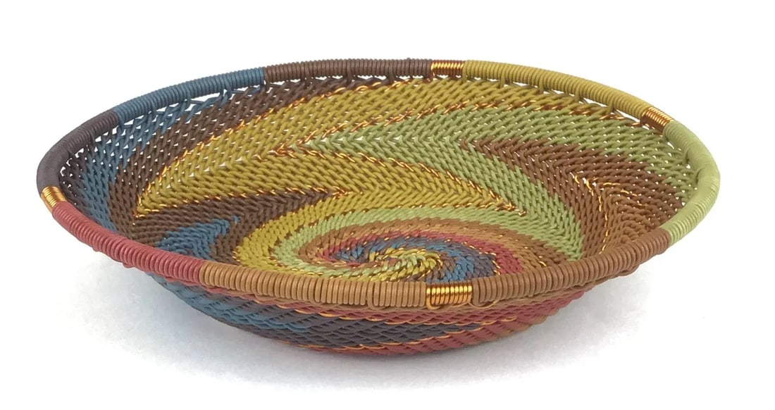 Vintage Copper & Wire Artisan Woven Trinket Bowl - 2