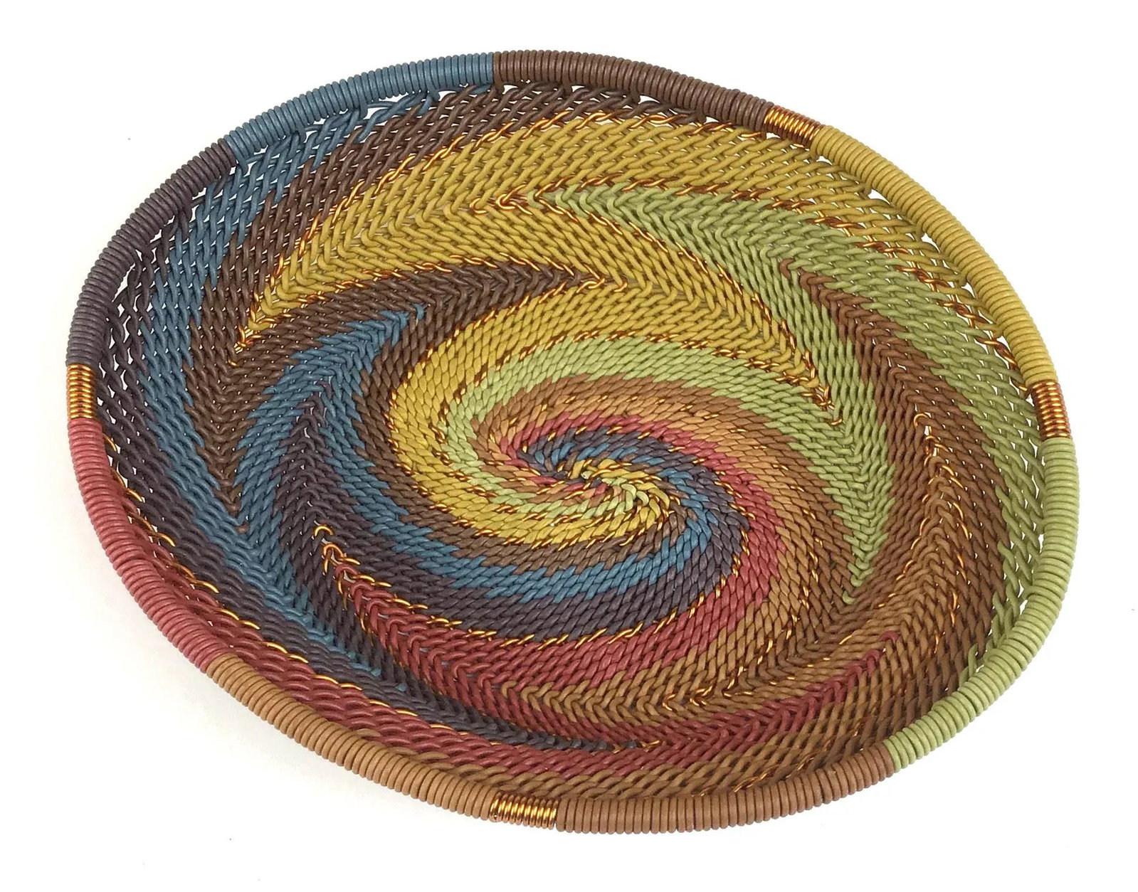 Vintage Copper & Wire Artisan Woven Trinket Bowl - 3