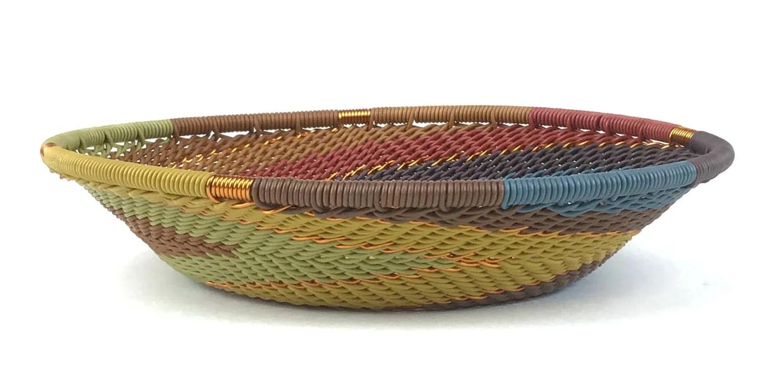 Vintage Copper & Wire Artisan Woven Trinket Bowl - 4