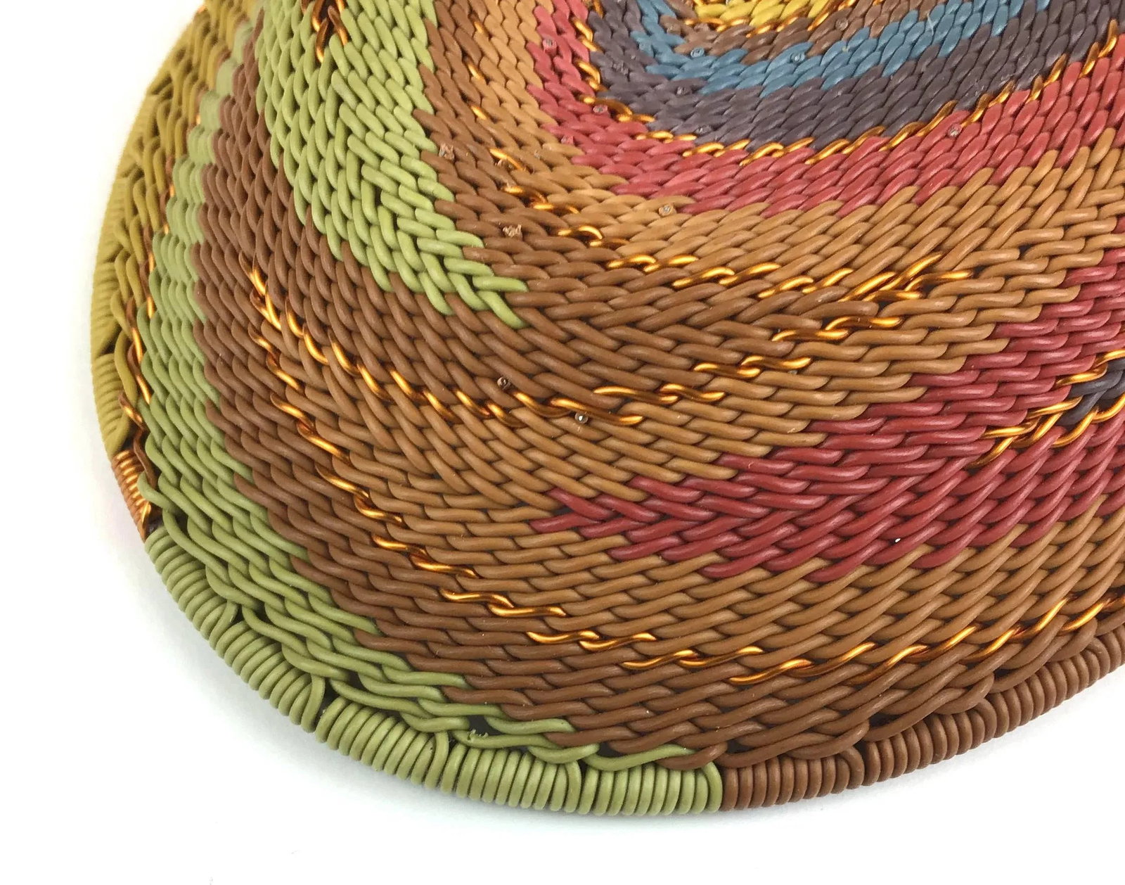 Vintage Copper & Wire Artisan Woven Trinket Bowl - 6