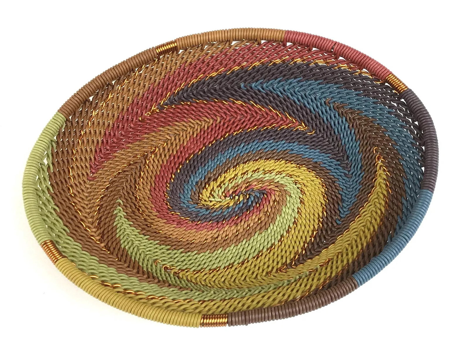 Vintage Copper & Wire Artisan Woven Trinket Bowl - 8