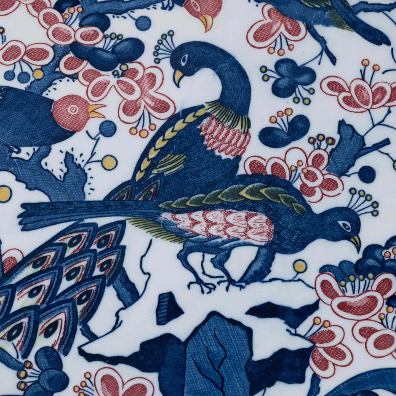 Japanese Blue and White Transferware Bird Scene Oval Platter - 3