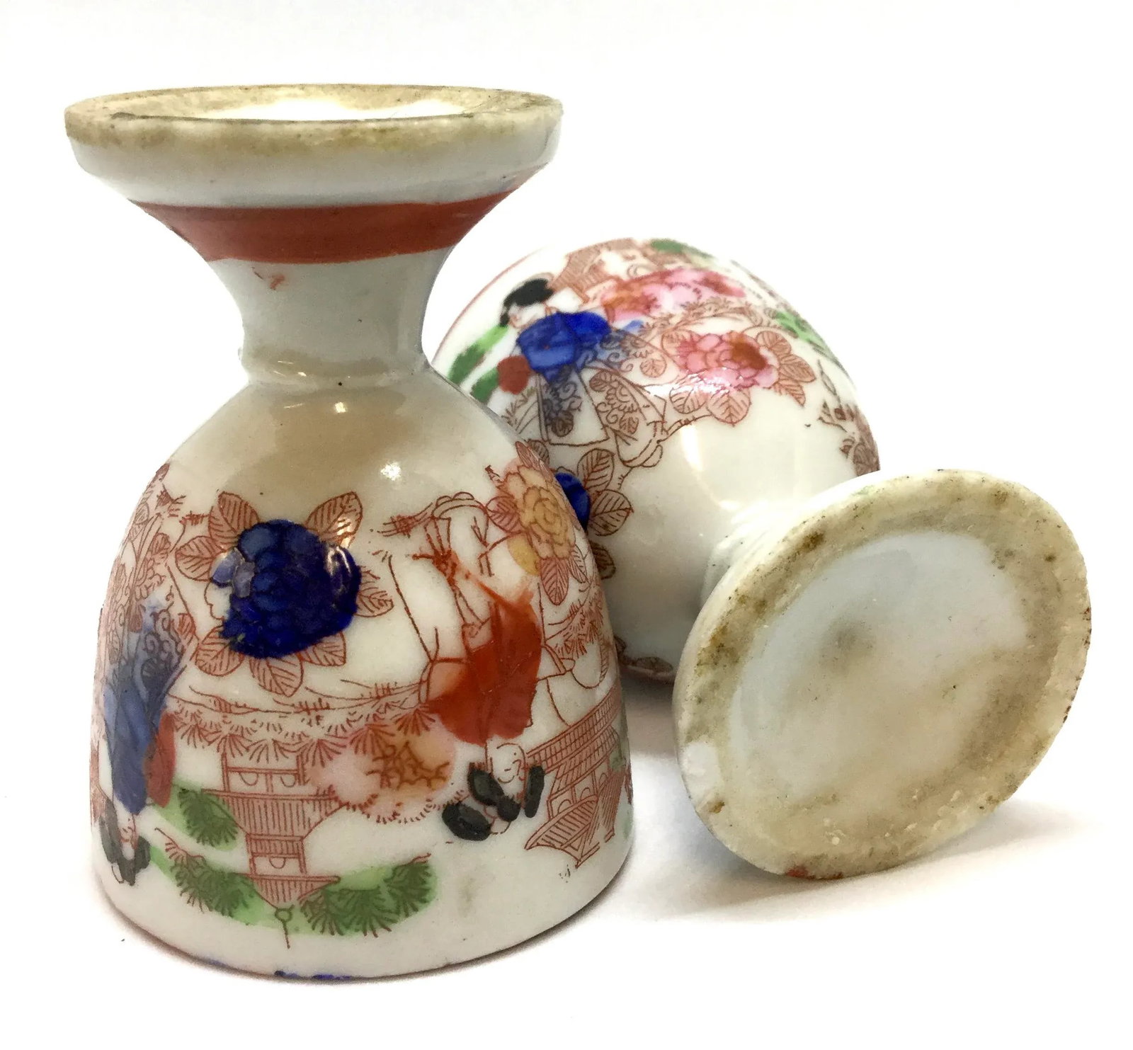 Late 19th Century Polychrome Japanese Meiji Period Kutani Sake Cups a - a Pair - 10
