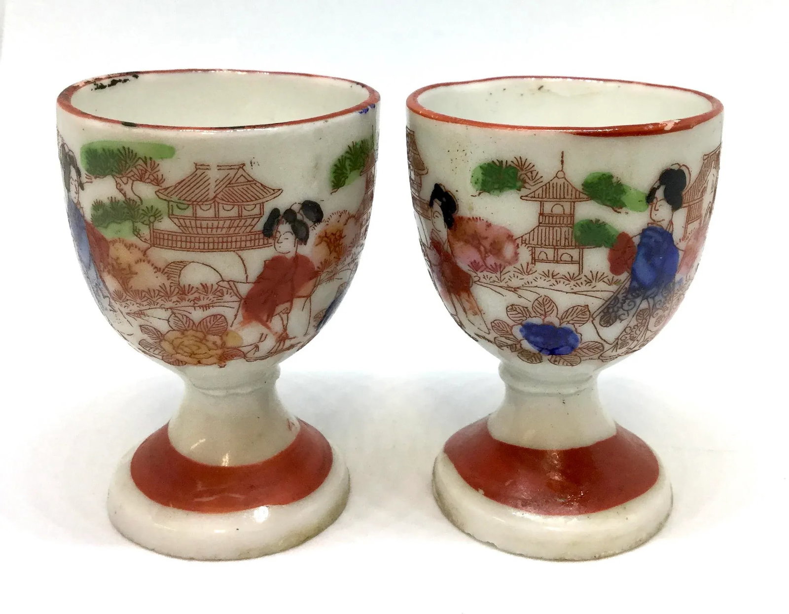 Late 19th Century Polychrome Japanese Meiji Period Kutani Sake Cups a - a Pair - 11
