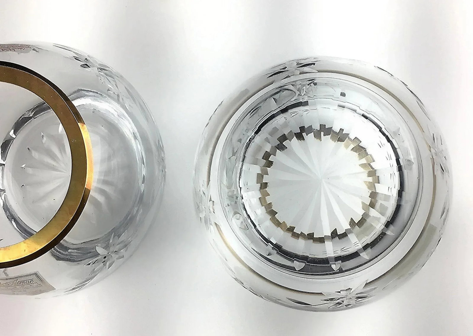 Vintage Park Avenue 1960s Crystal & Gold Votive Holders - a Pair - 11