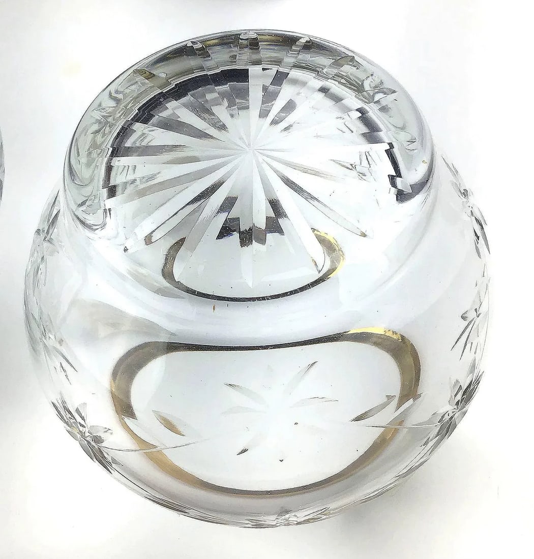 Vintage Park Avenue 1960s Crystal & Gold Votive Holders - a Pair - 12