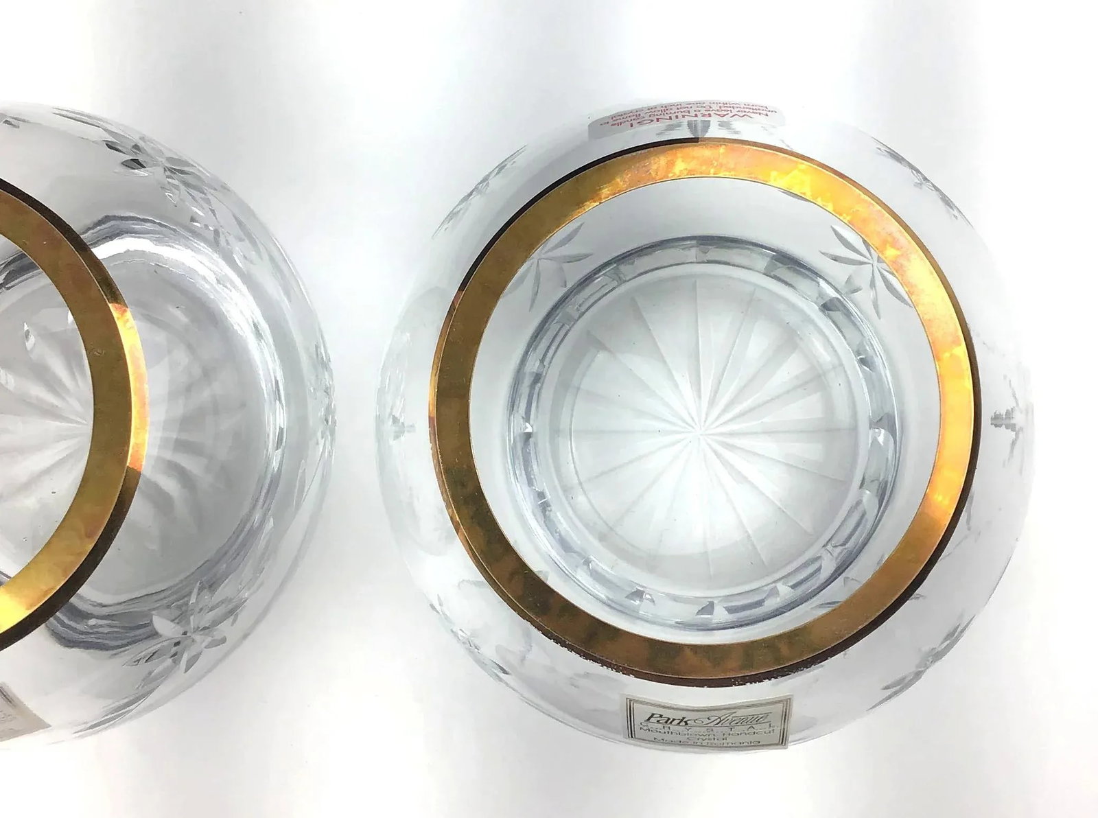 Vintage Park Avenue 1960s Crystal & Gold Votive Holders - a Pair - 3