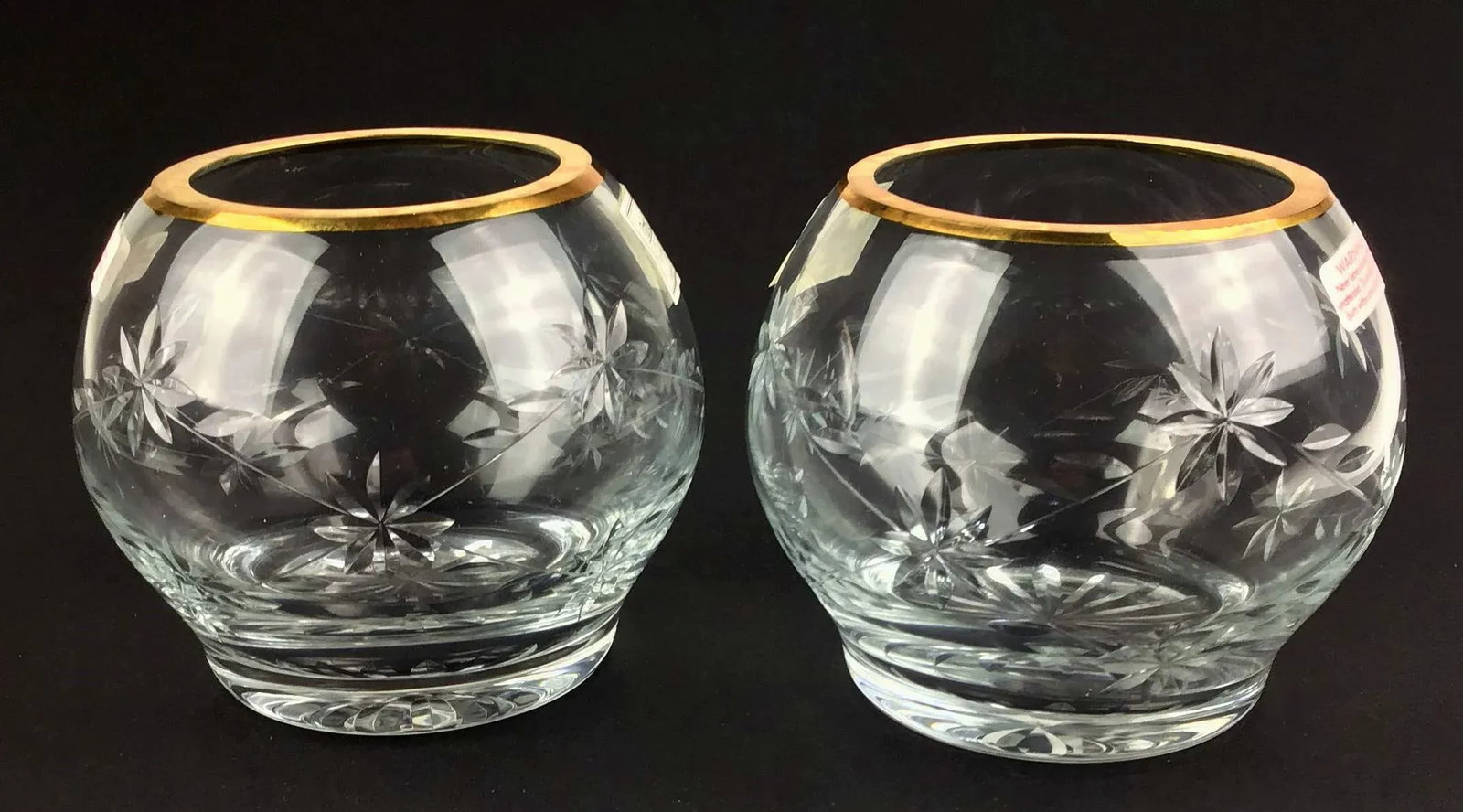 Vintage Park Avenue 1960s Crystal & Gold Votive Holders - a Pair - 5