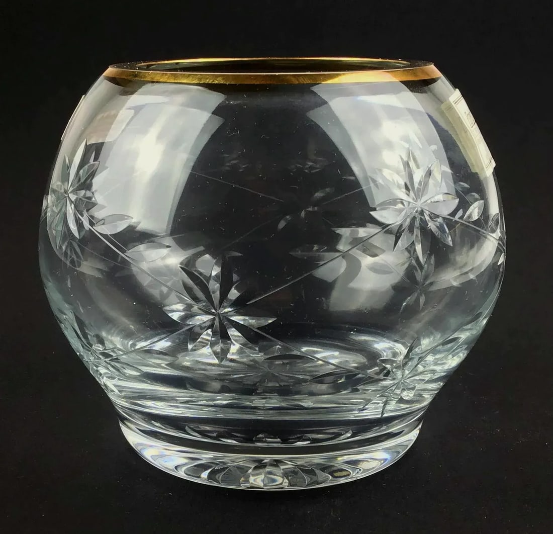Vintage Park Avenue 1960s Crystal & Gold Votive Holders - a Pair - 8