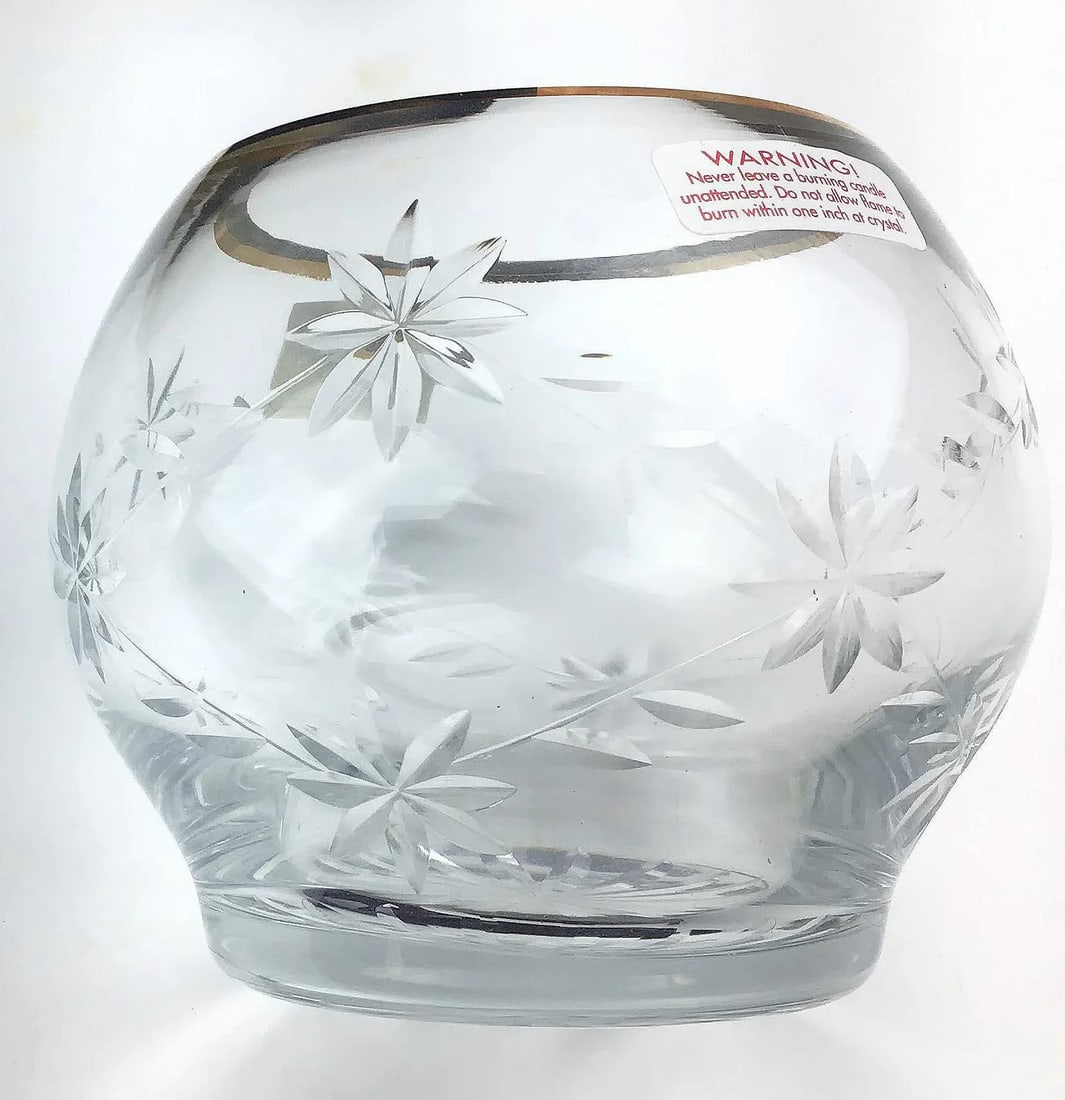 Vintage Park Avenue 1960s Crystal & Gold Votive Holders - a Pair - 9