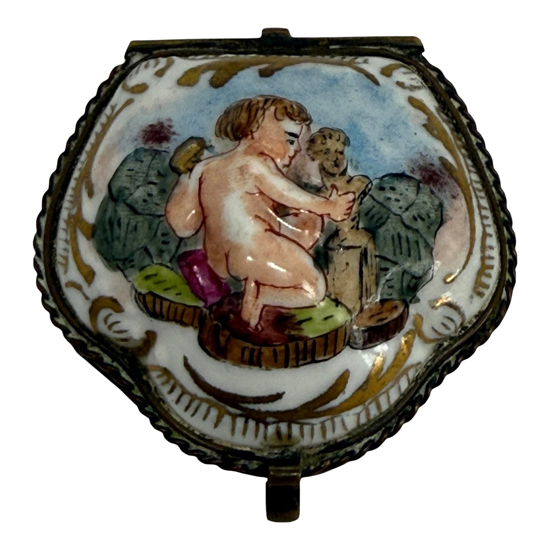 Late 19th Century Capodimonte Porcelain Hand-Painted Pentagon Shape Trinket Box (1 of 12)