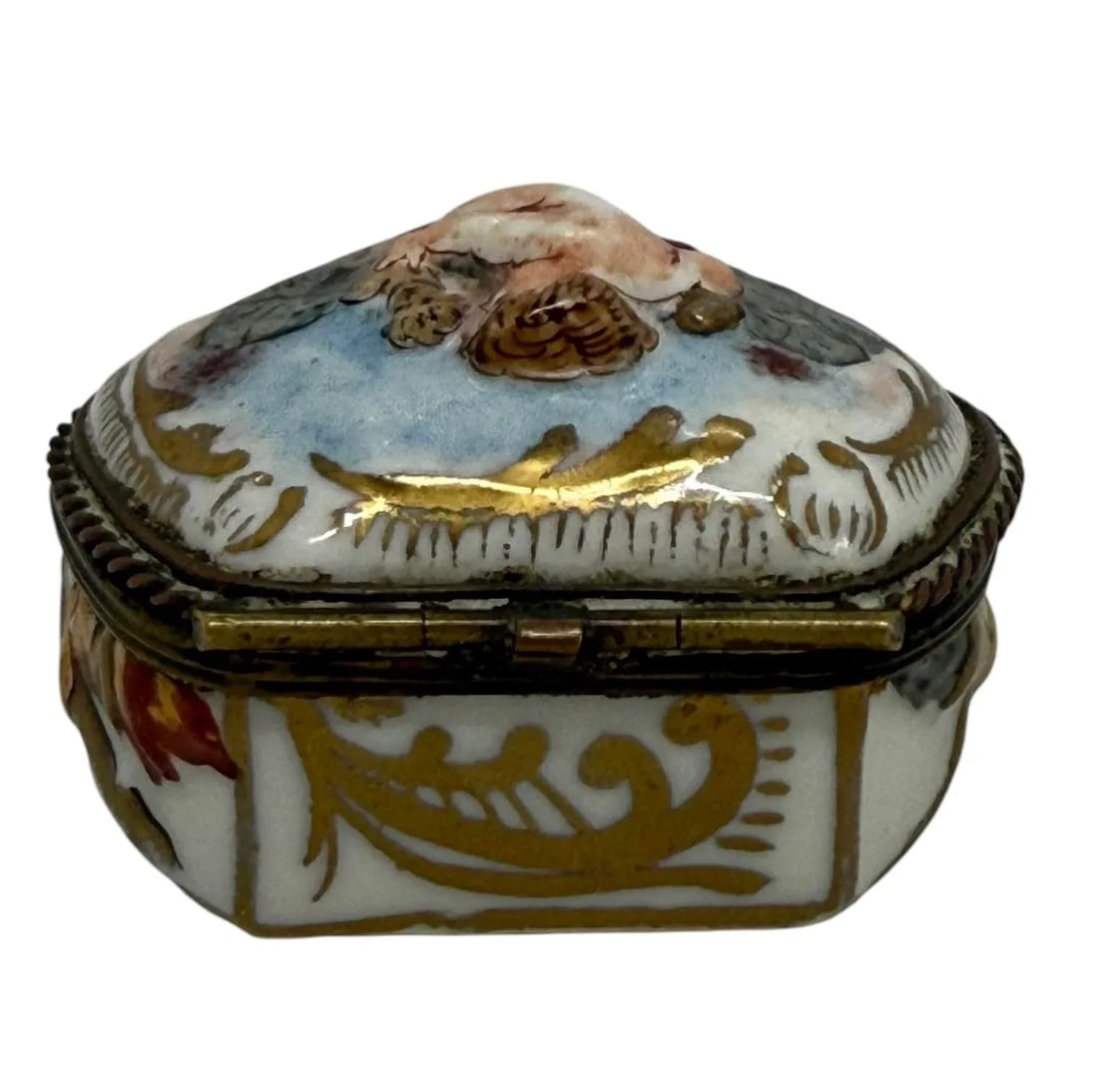 Late 19th Century Capodimonte Porcelain Hand-Painted Pentagon Shape Trinket Box - 5