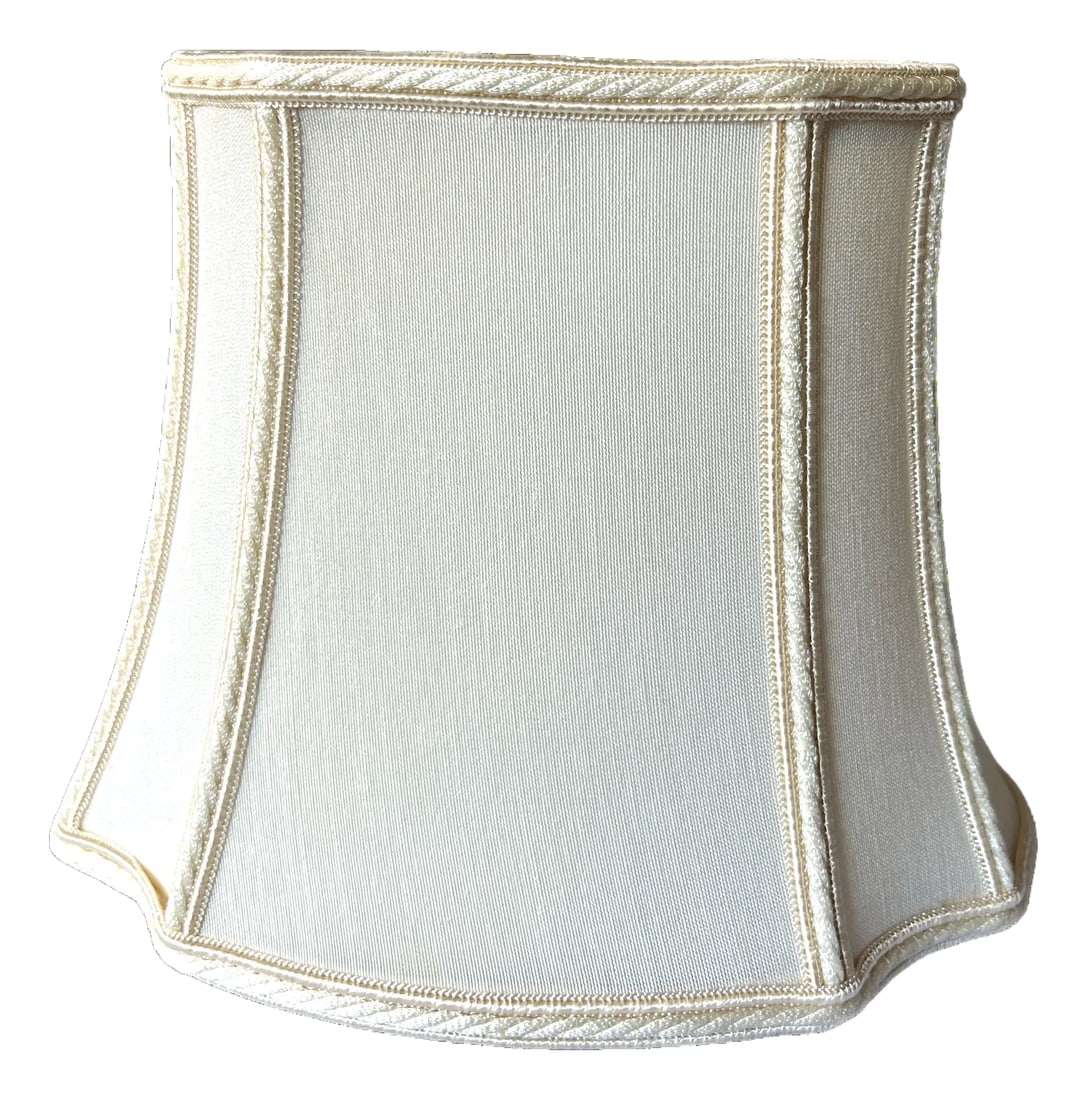 Vintage Canterbury Silk Bell Lampshade - Hand-Tailored in Brooklyn, Ny - New Old Stock: Beautifully crafted vintage bell lampshade by Canterbury of Brooklyn, NY. Handmade in the USA, this high-quality shade features a softly flared silhouette with scalloped oval form, constructed from cr
