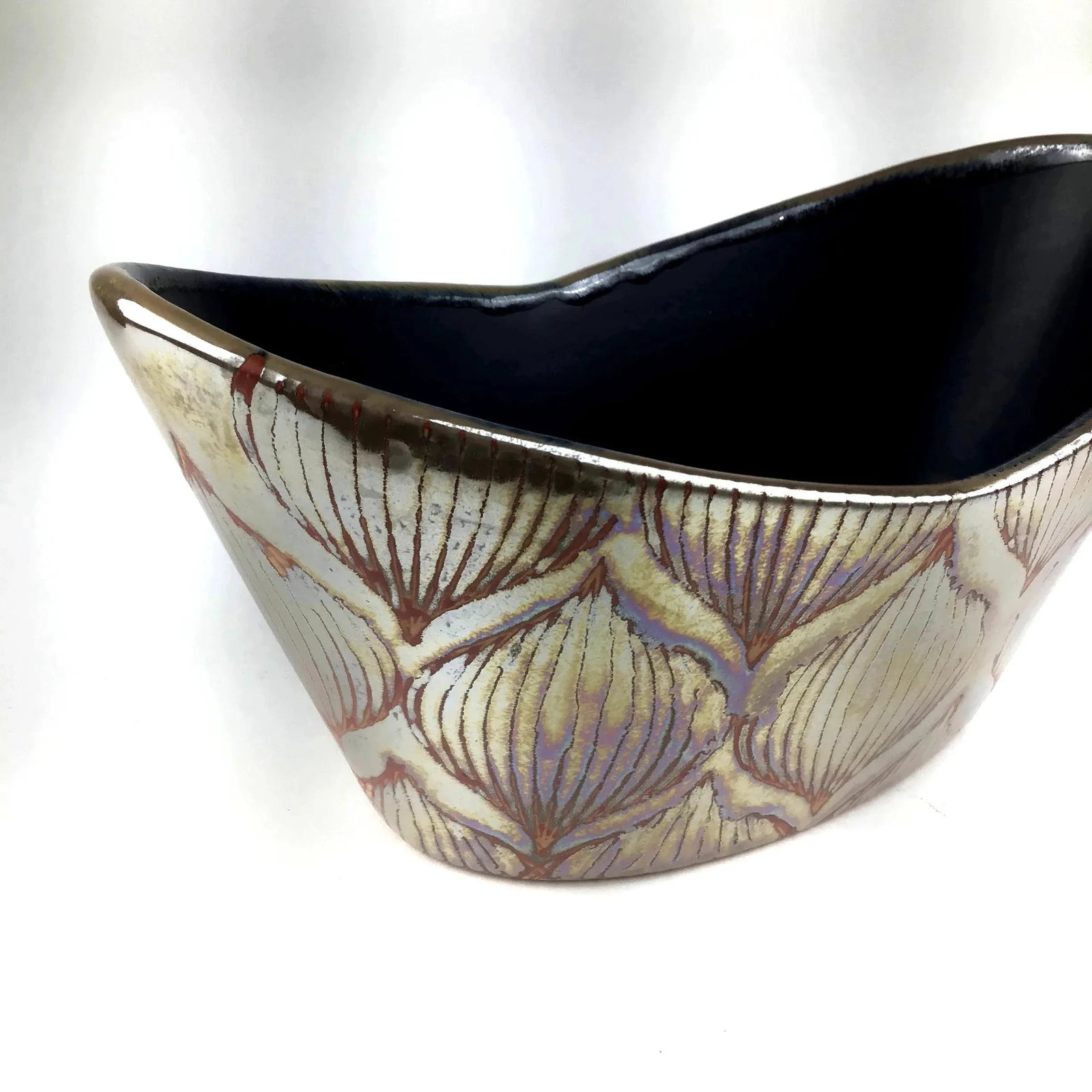 Vintage Golden Glazed Artisan Planter - 7