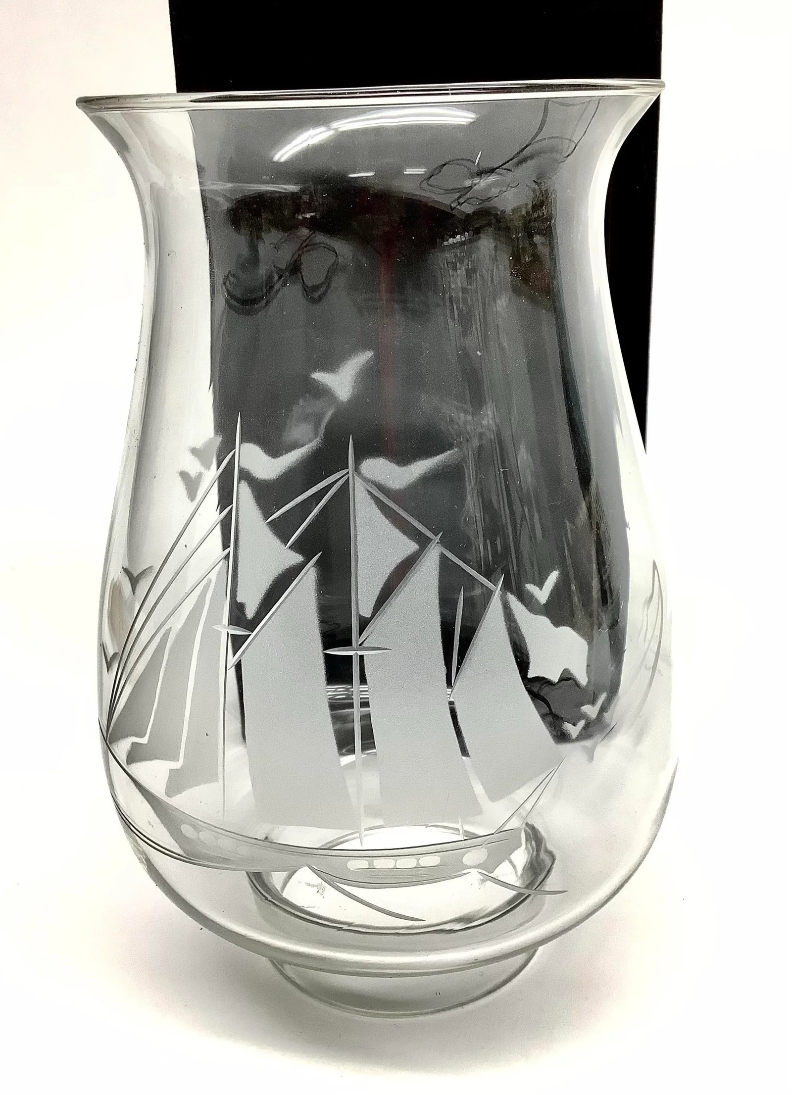 Mid Century Opaline Milk Glass Hurricane Lamp Nautical Theme - 3