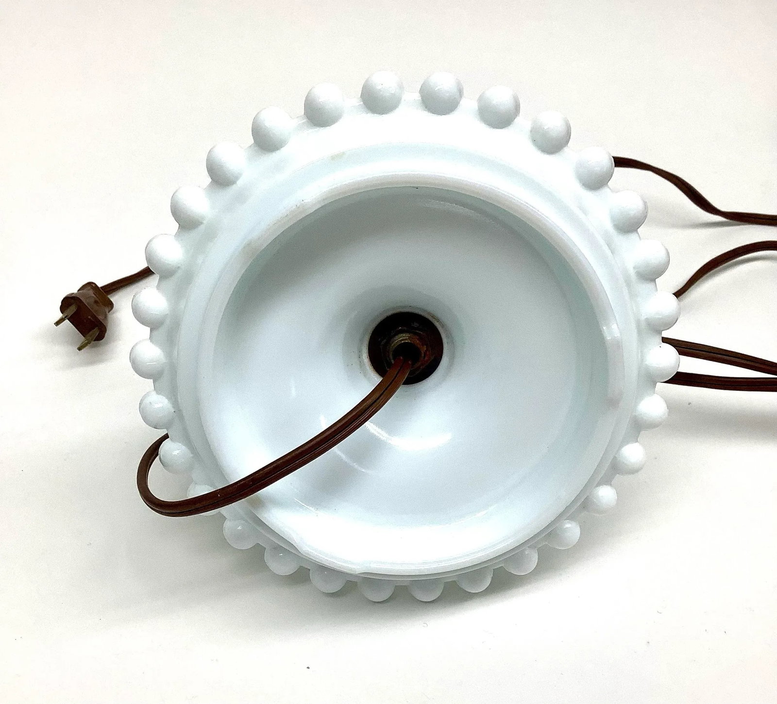 Mid Century Opaline Milk Glass Hurricane Lamp Nautical Theme - 7