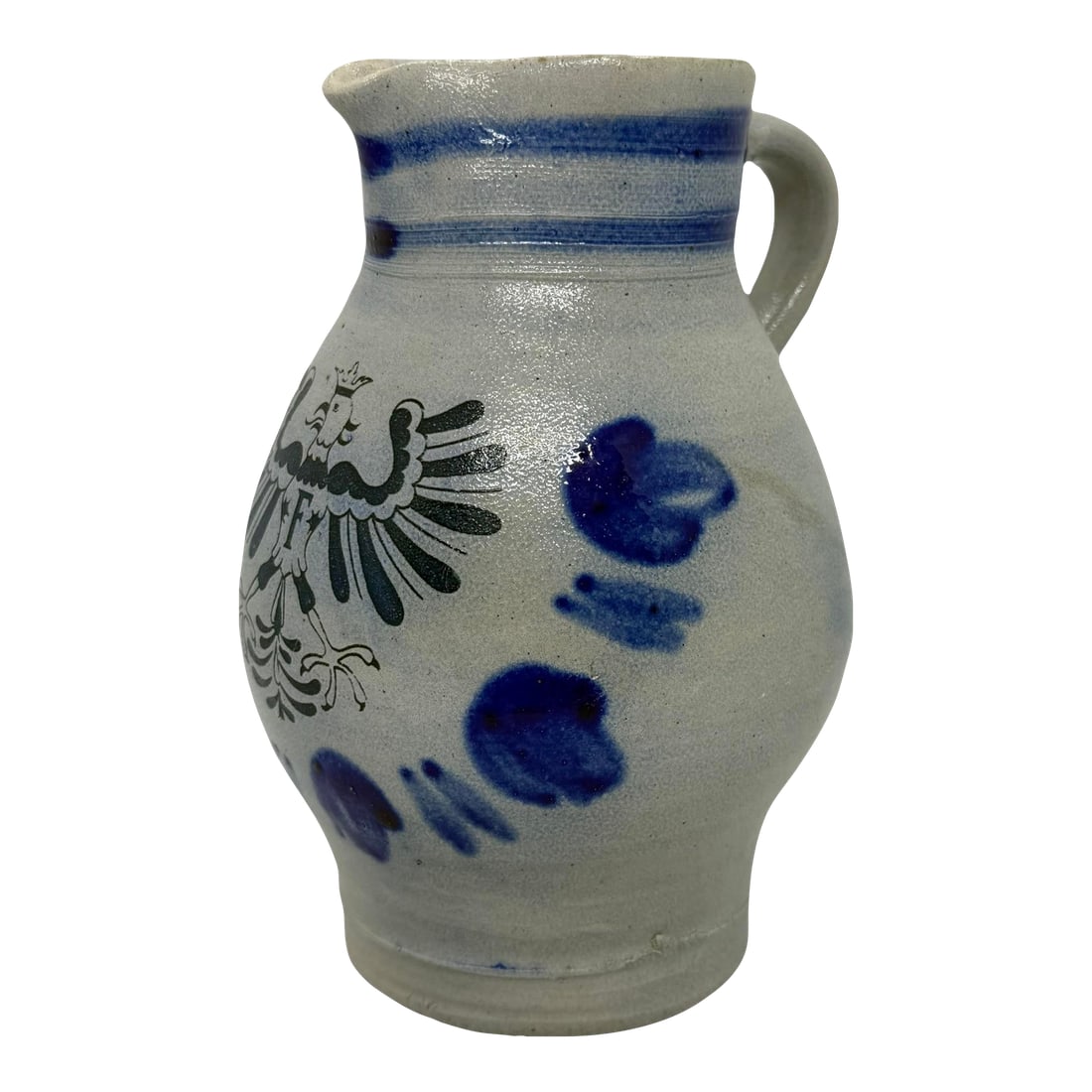 Mid 20th Century German Salt-Glazed Stoneware Pitcher With Blue Eagle Emblem (1 of 12)