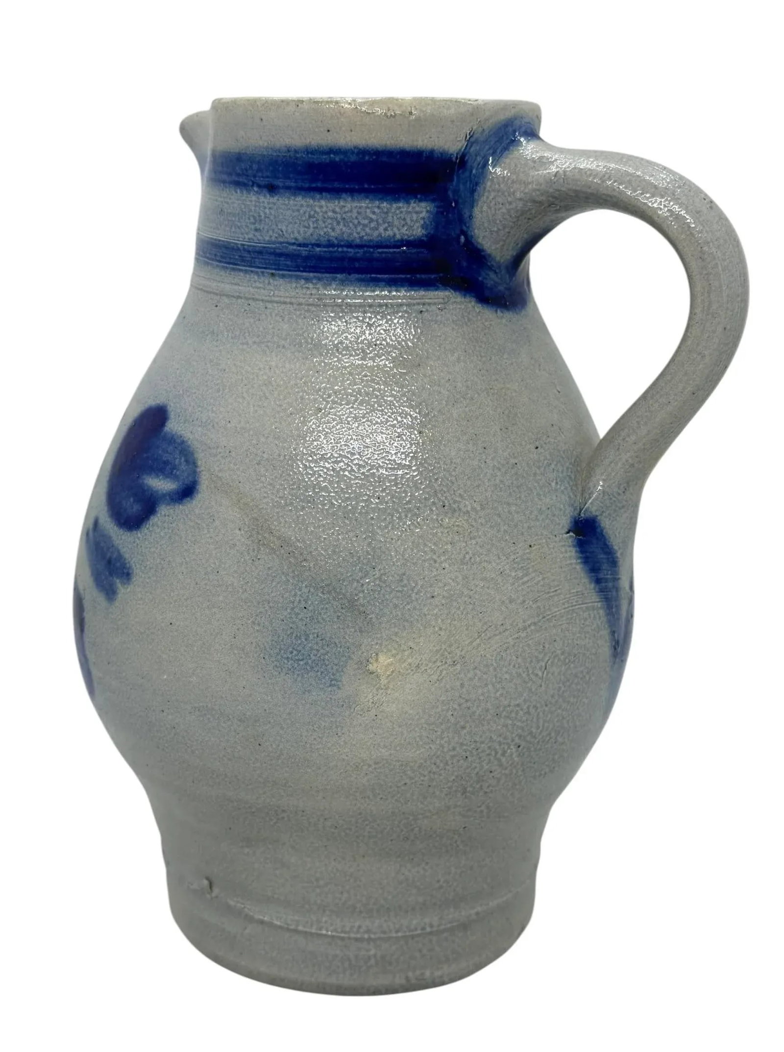 Mid 20th Century German Salt-Glazed Stoneware Pitcher With Blue Eagle Emblem - 3